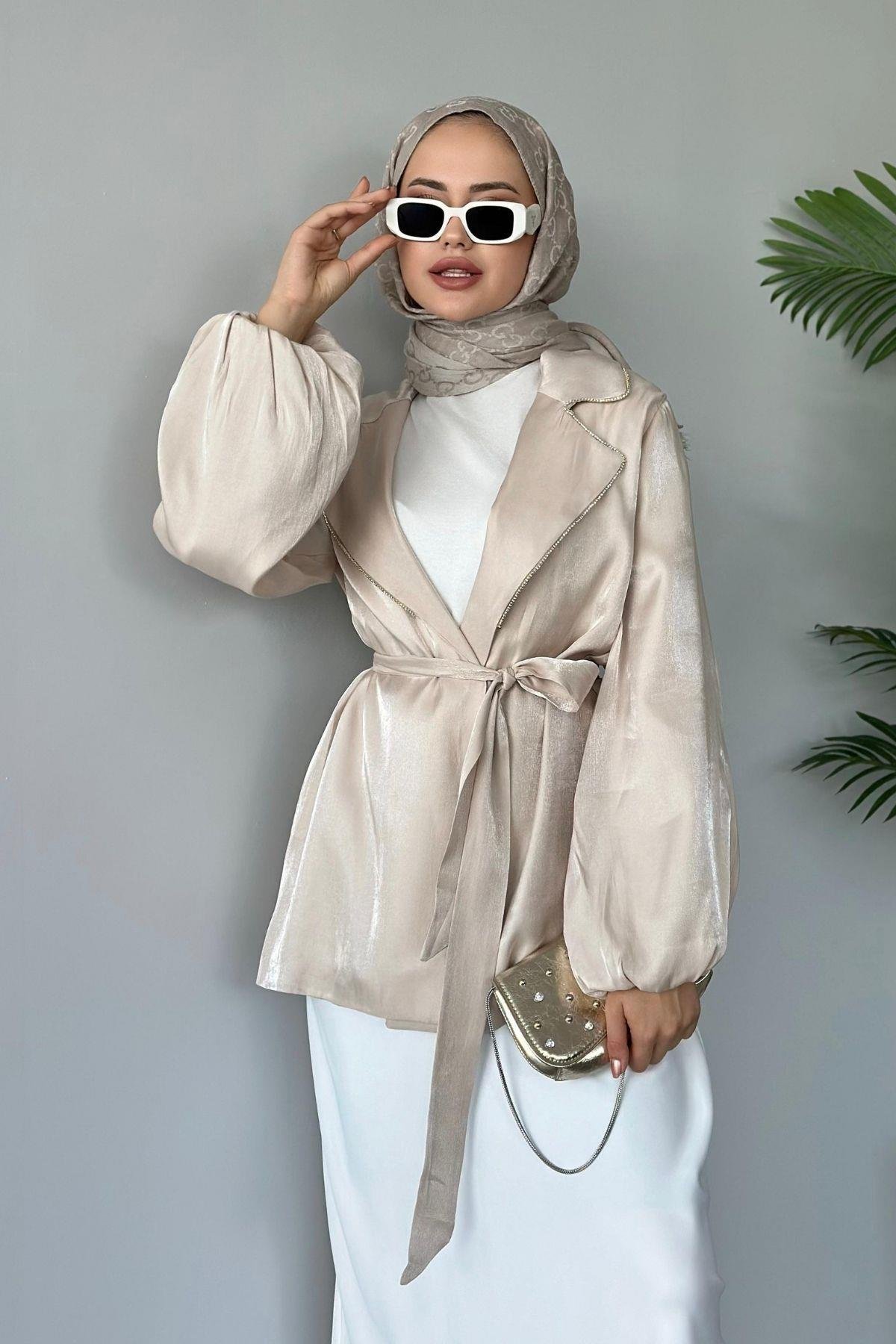 Taş Detaylı Ceket Krem, Fiyatları 