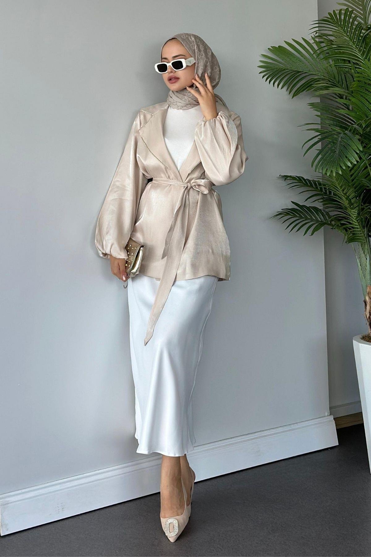 Taş Detaylı Ceket Krem, Fiyatları 