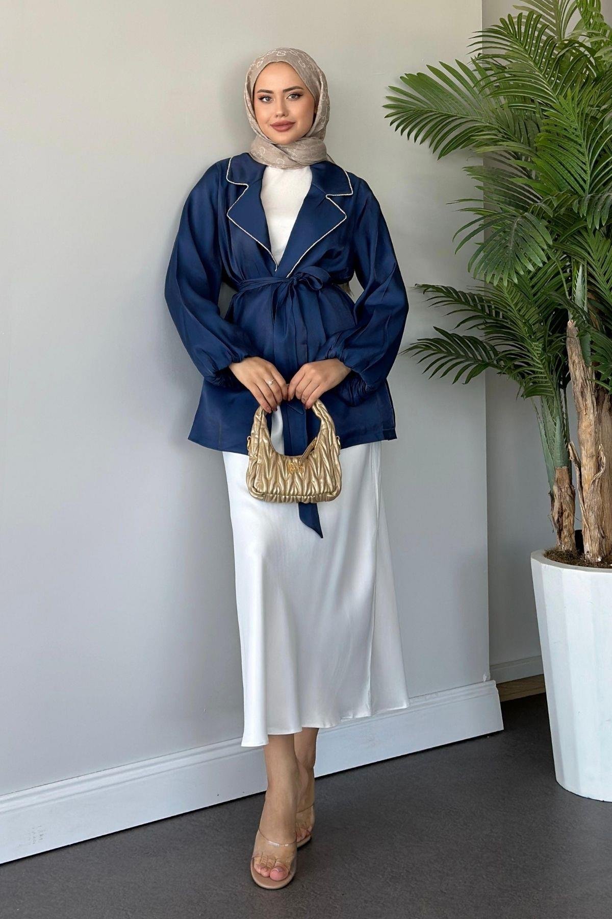 Taş Detaylı Ceket Lacivert, Fiyatları 