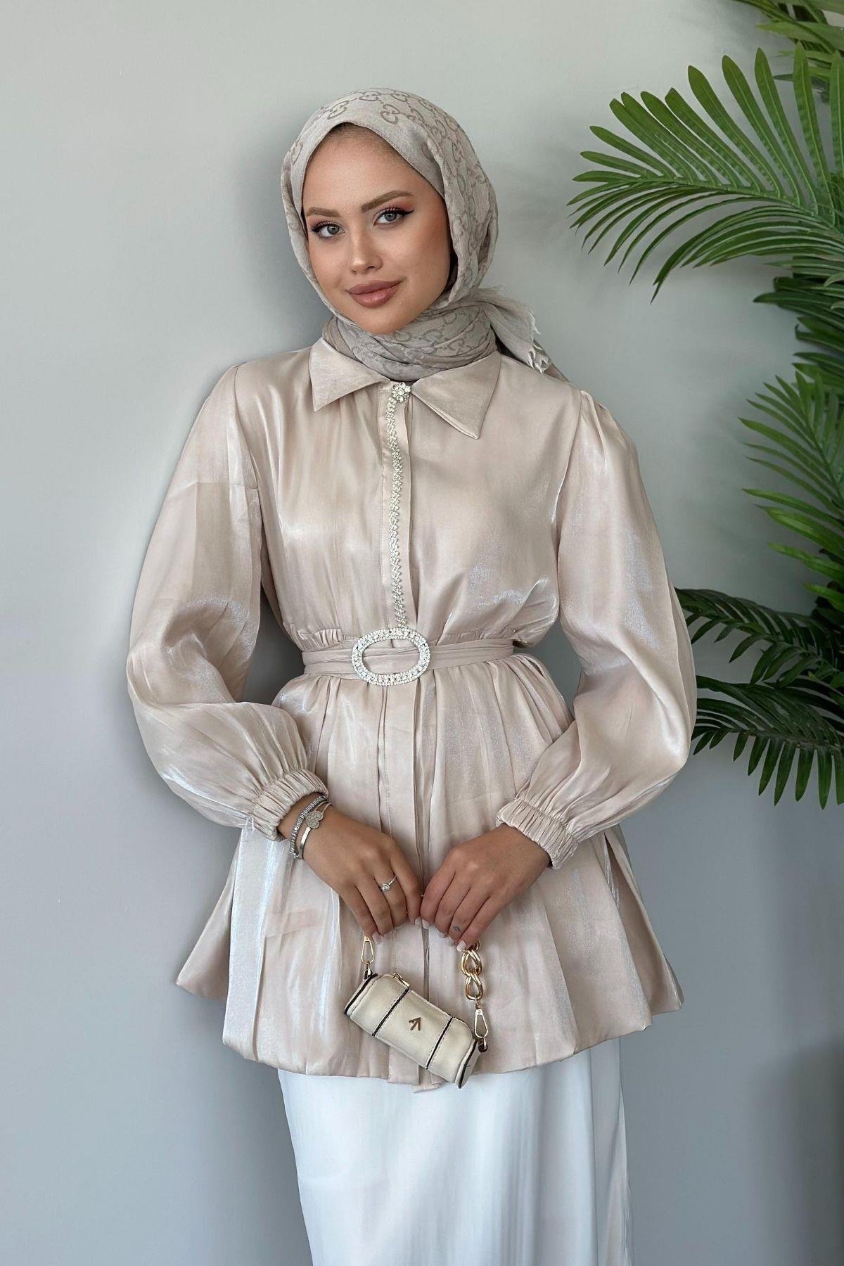 Taş Işıltılı Işılsu Tunik Krem, Fiyatları 