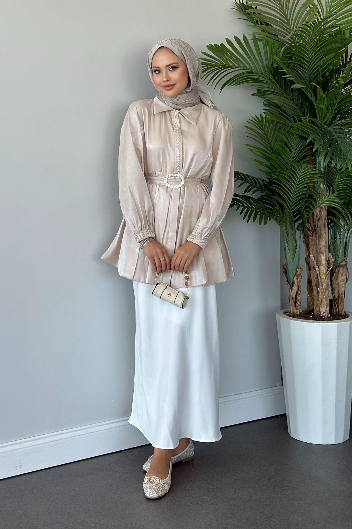 Taş Işıltılı Işılsu Tunik Krem, Fiyatları 