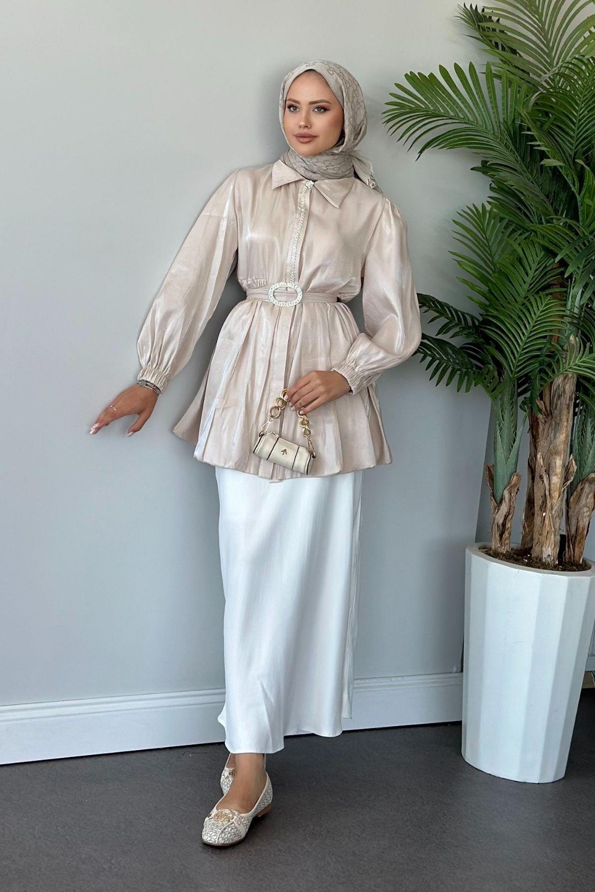 Taş Işıltılı Işılsu Tunik Krem, Fiyatları 