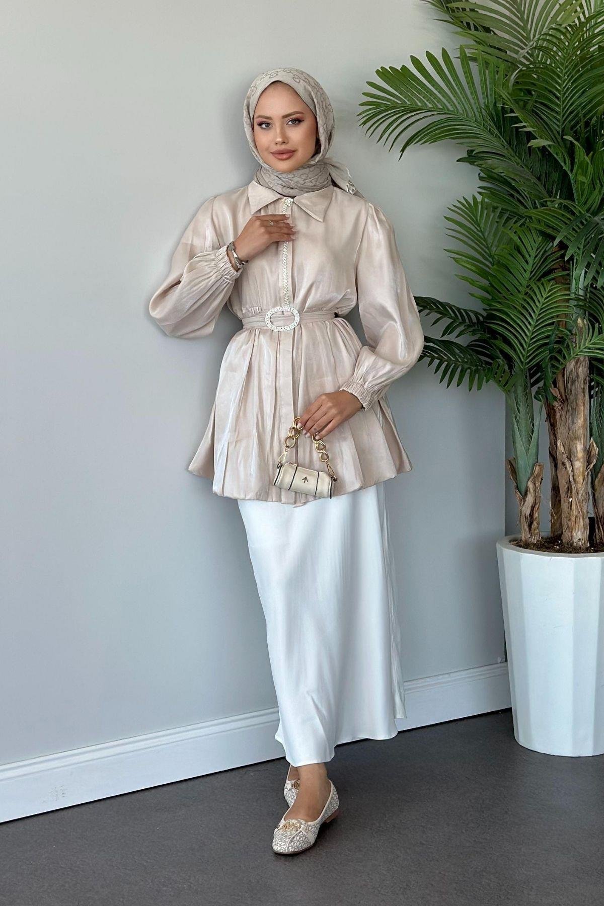 Taş Işıltılı Işılsu Tunik Krem, Fiyatları 