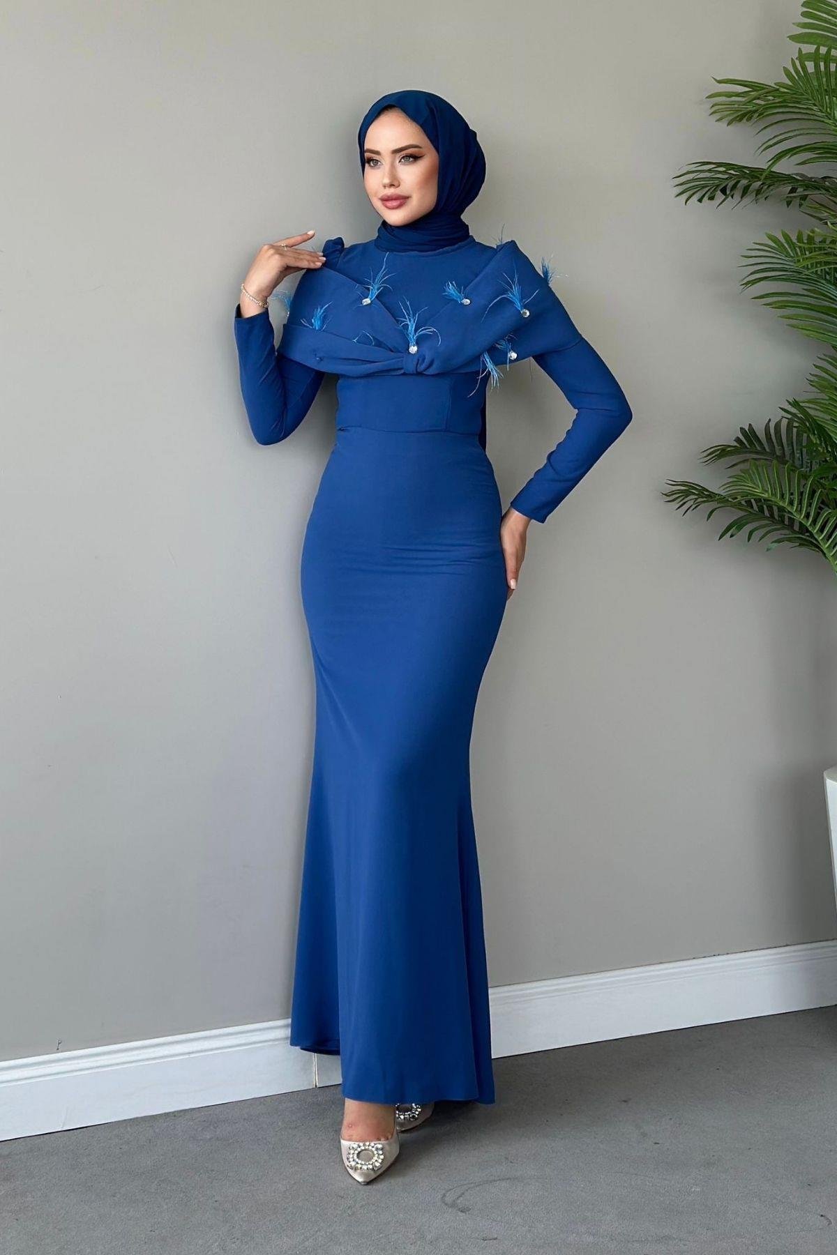 Tasarım Abiye İndigo, Fiyatları Haza Moda | Tesettür Giyim | Tasarım Abiye İndigo