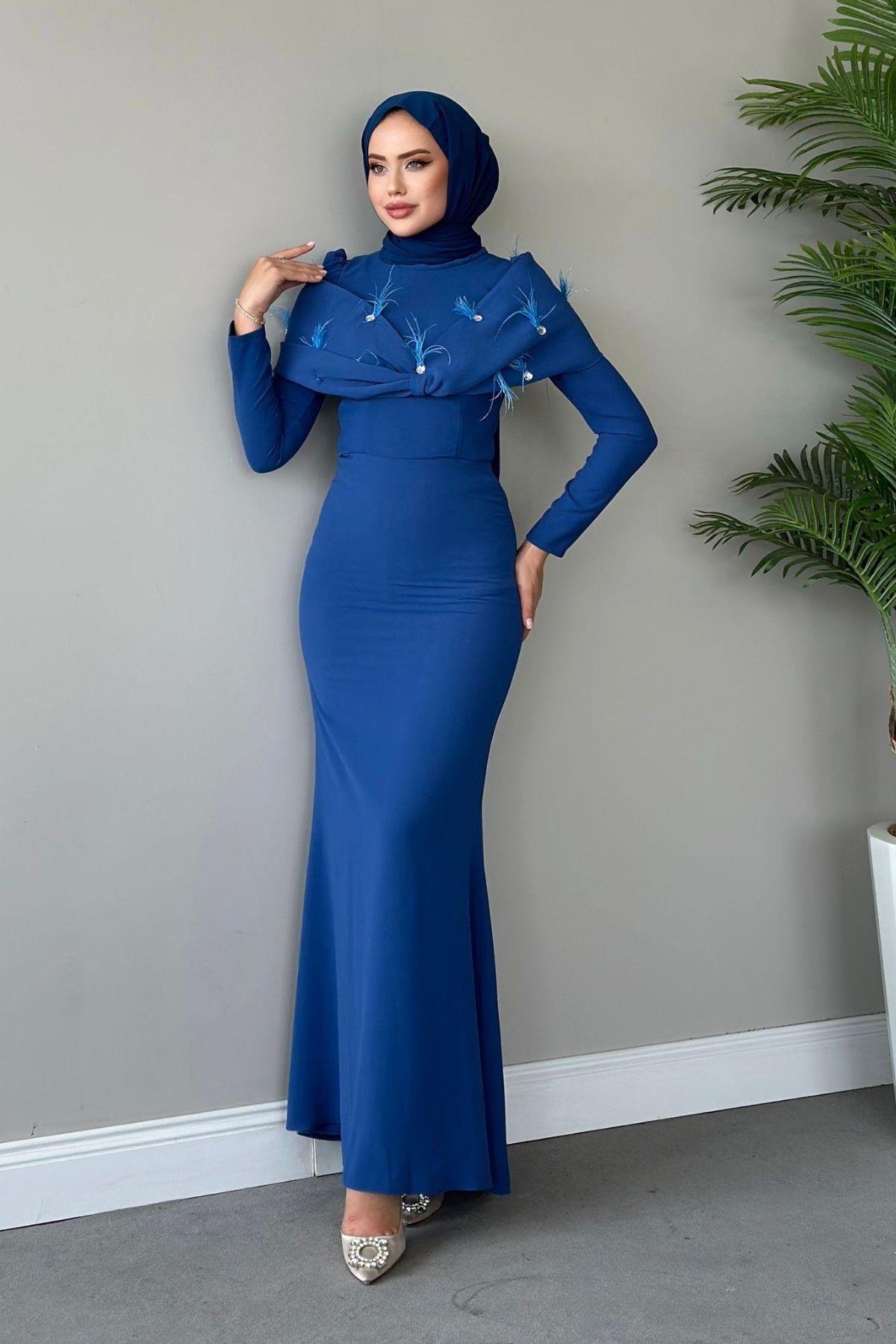 Tasarım Abiye İndigo, Fiyatları Haza Moda | Tesettür Giyim | Tasarım Abiye İndigo