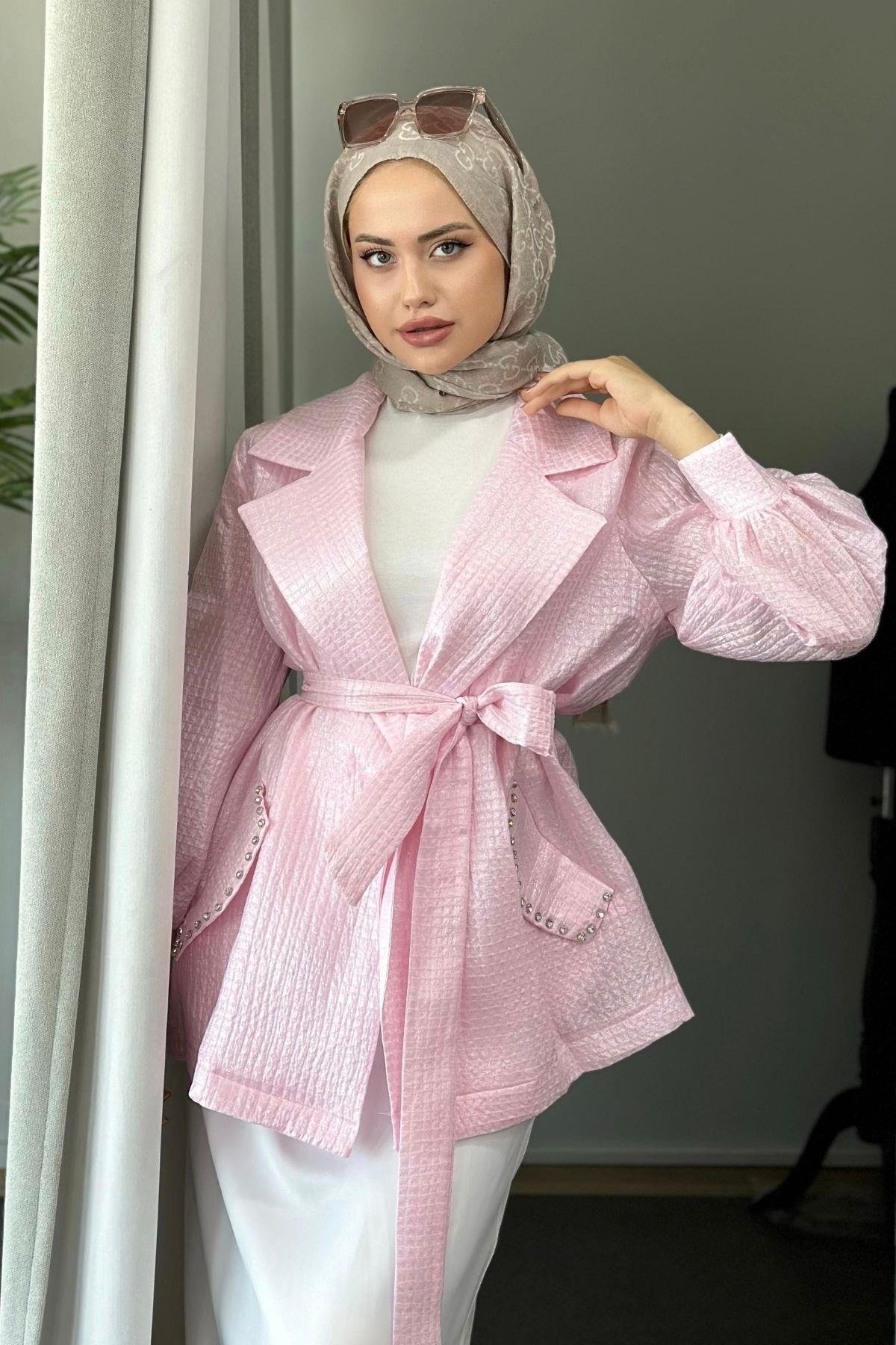 Taşlı Broker Ceket Pembe, Fiyatları 