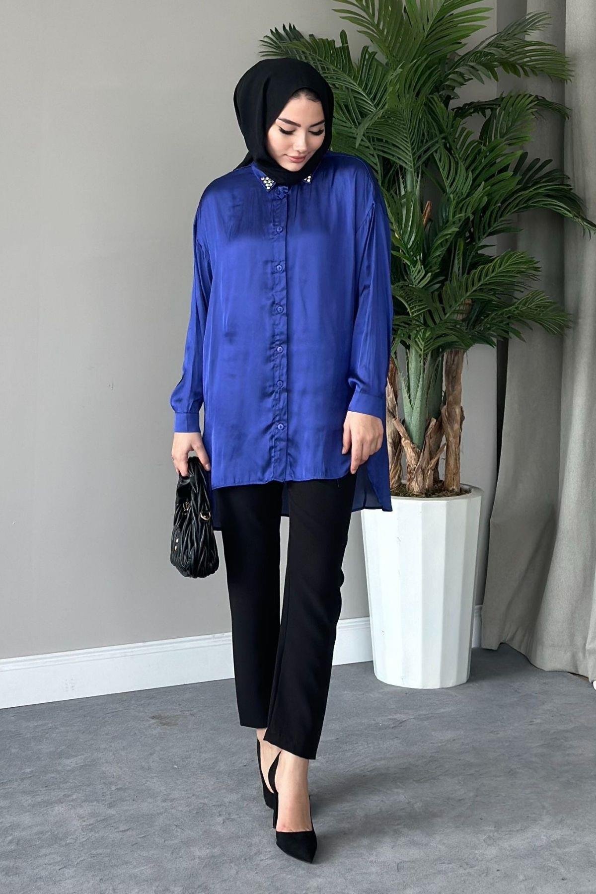 Taşlı Saten Gömlek Mor, Fiyatları 