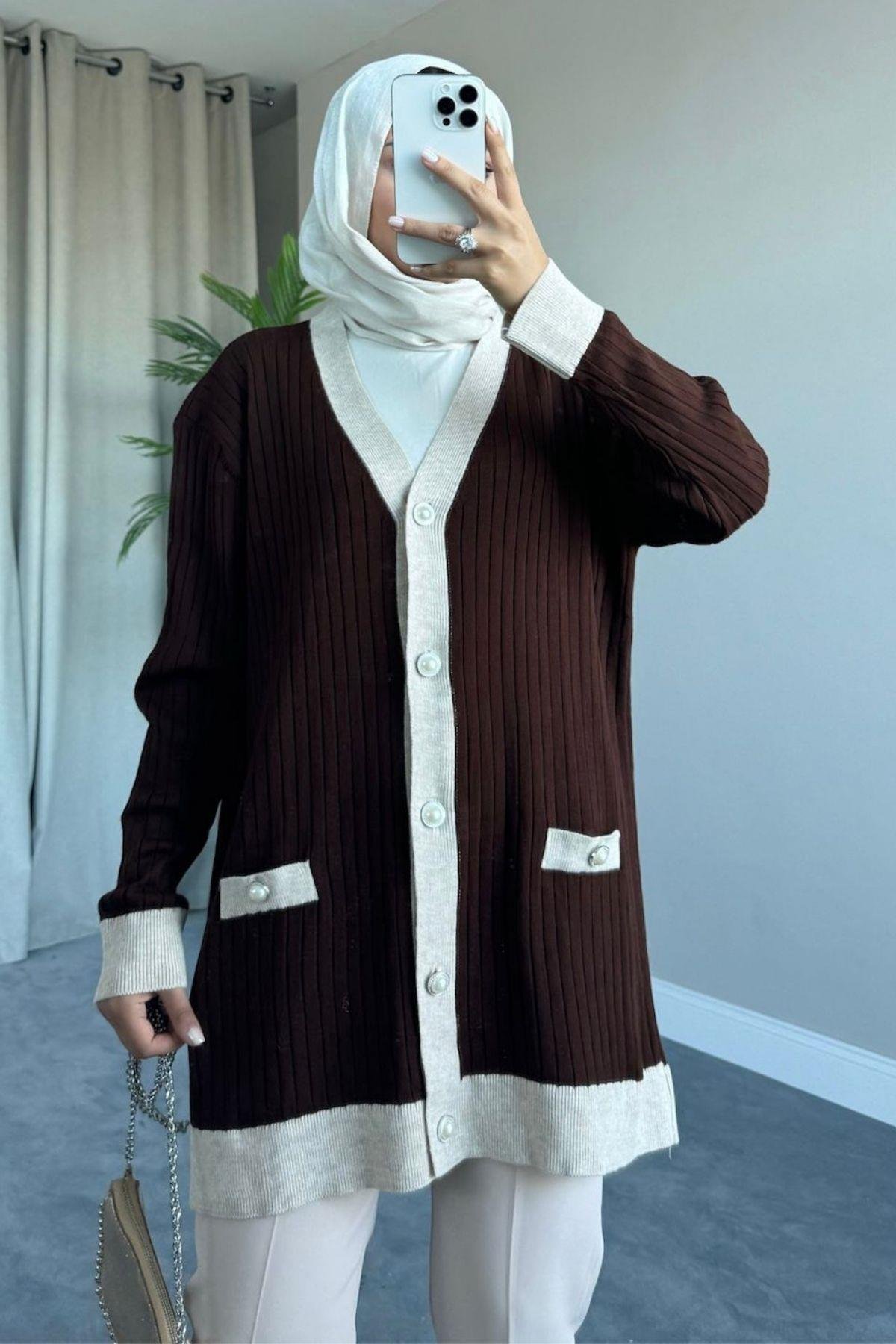 Taşlı Triko Hırka Kahve, Fiyatları 