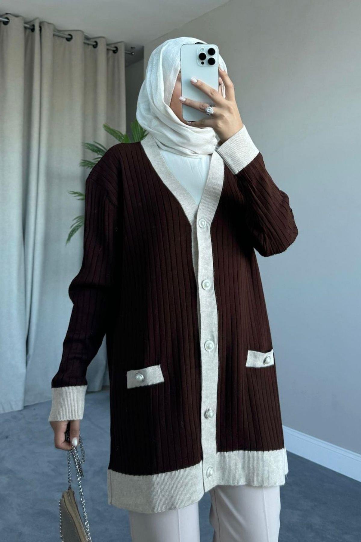 Taşlı Triko Hırka Kahve, Fiyatları 