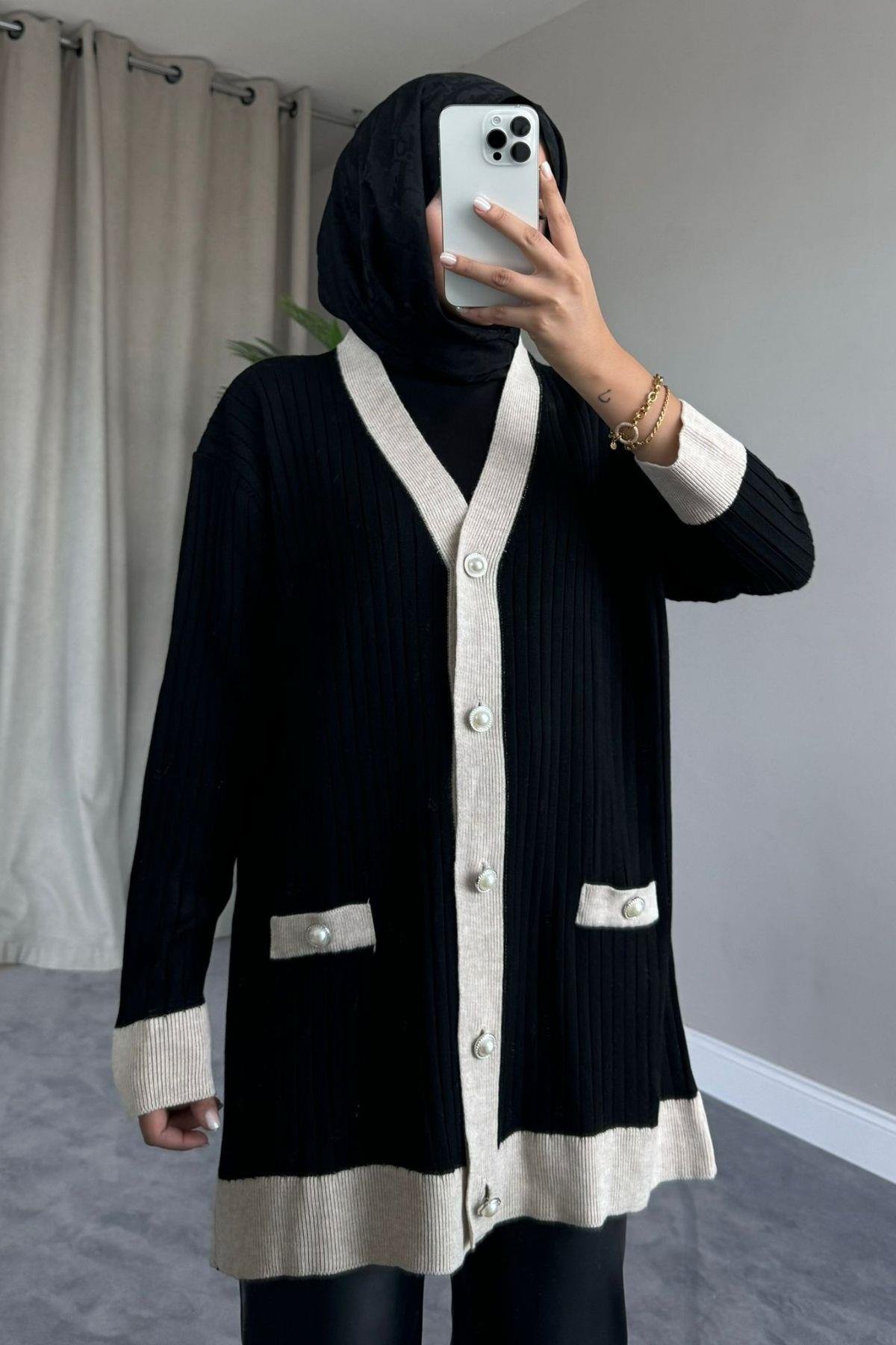 Taşlı Triko Hırka Siyah, Fiyatları 