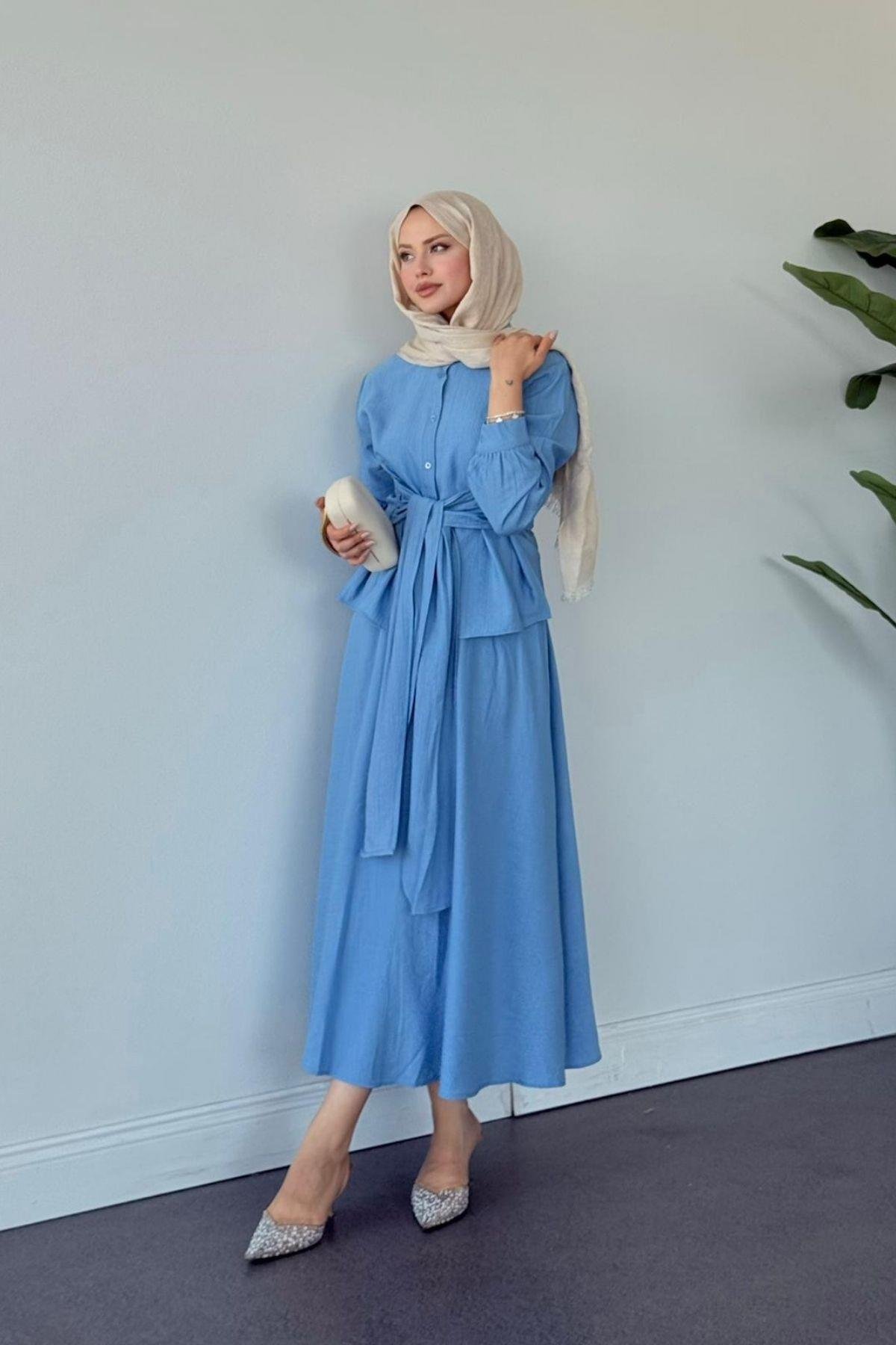 Tiny Bağlamalı Etekli Takım BEBE MAVİ, Fiyatları Tiny Bağlamalı Etekli Takım BEBE MAVİ- Haza Moda 