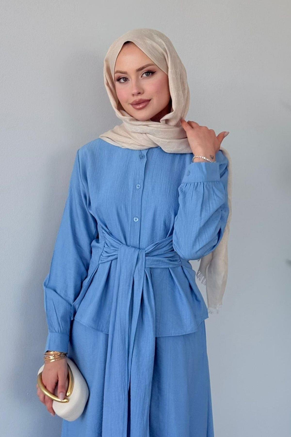 Tiny Bağlamalı Etekli Takım BEBE MAVİ, Fiyatları Tiny Bağlamalı Etekli Takım BEBE MAVİ- Haza Moda 