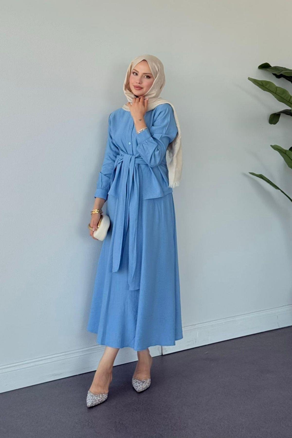 Tiny Bağlamalı Etekli Takım BEBE MAVİ, Fiyatları Tiny Bağlamalı Etekli Takım BEBE MAVİ- Haza Moda 