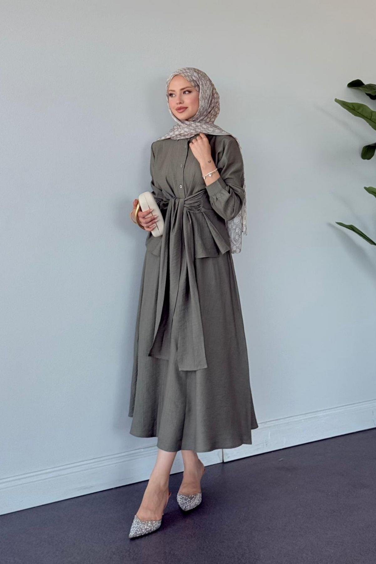 Tiny Bağlamalı Etekli Takım HAKİ, Fiyatları Tiny Bağlamalı Etekli Takım HAKİ- Haza Moda 