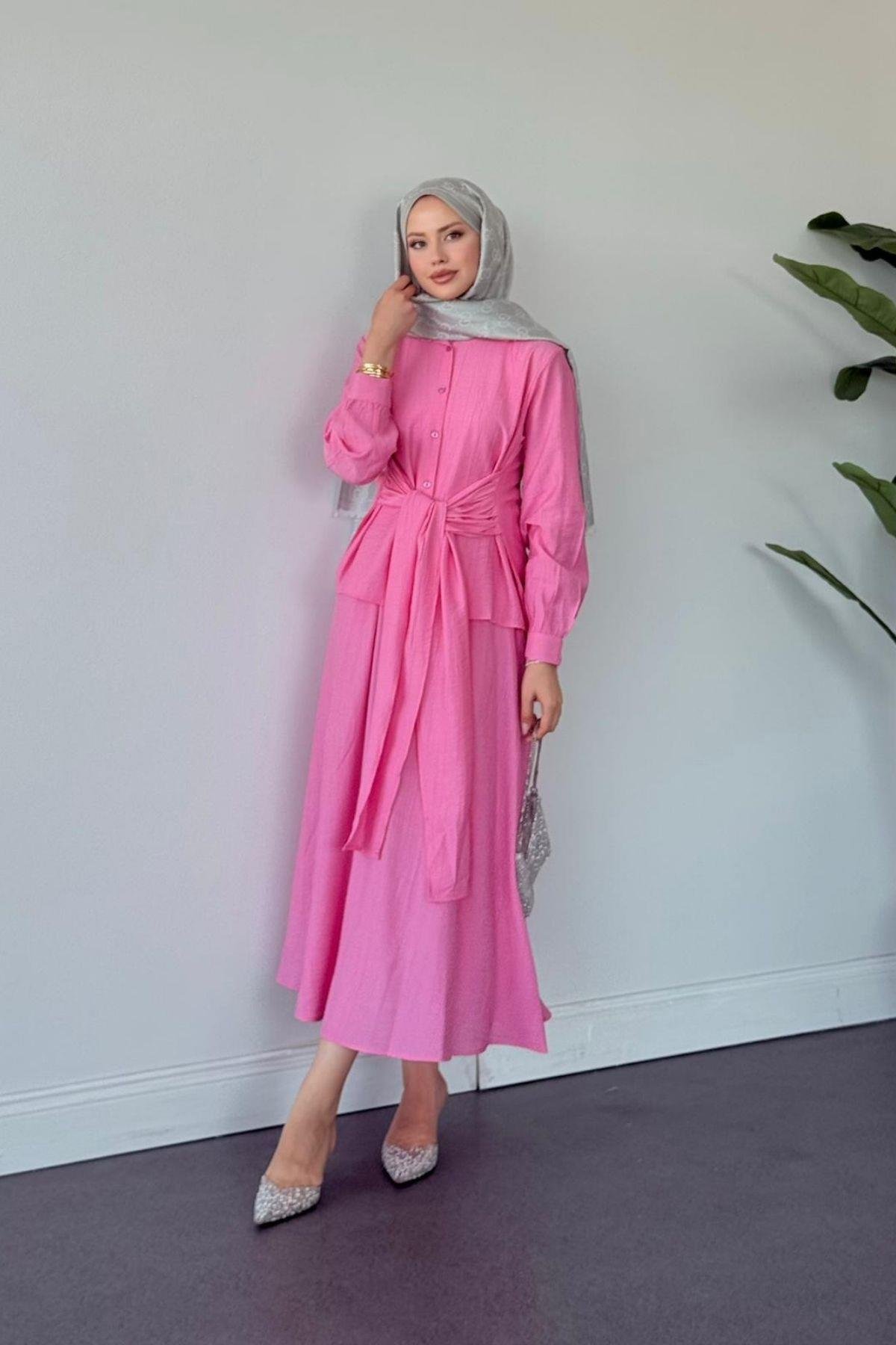 Tiny Bağlamalı Etekli Takım PEMBE, Fiyatları Tiny Bağlamalı Etekli Takım PEMBE- Haza Moda 