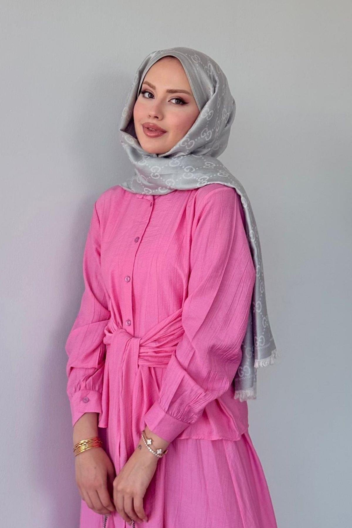 Tiny Bağlamalı Etekli Takım PEMBE, Fiyatları Tiny Bağlamalı Etekli Takım PEMBE- Haza Moda 