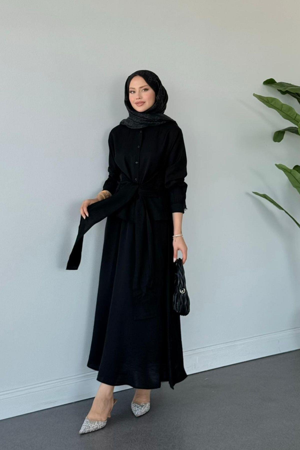 Tiny Bağlamalı Etekli Takım SİYAH, Fiyatları Tiny Bağlamalı Etekli Takım SİYAH- Haza Moda 