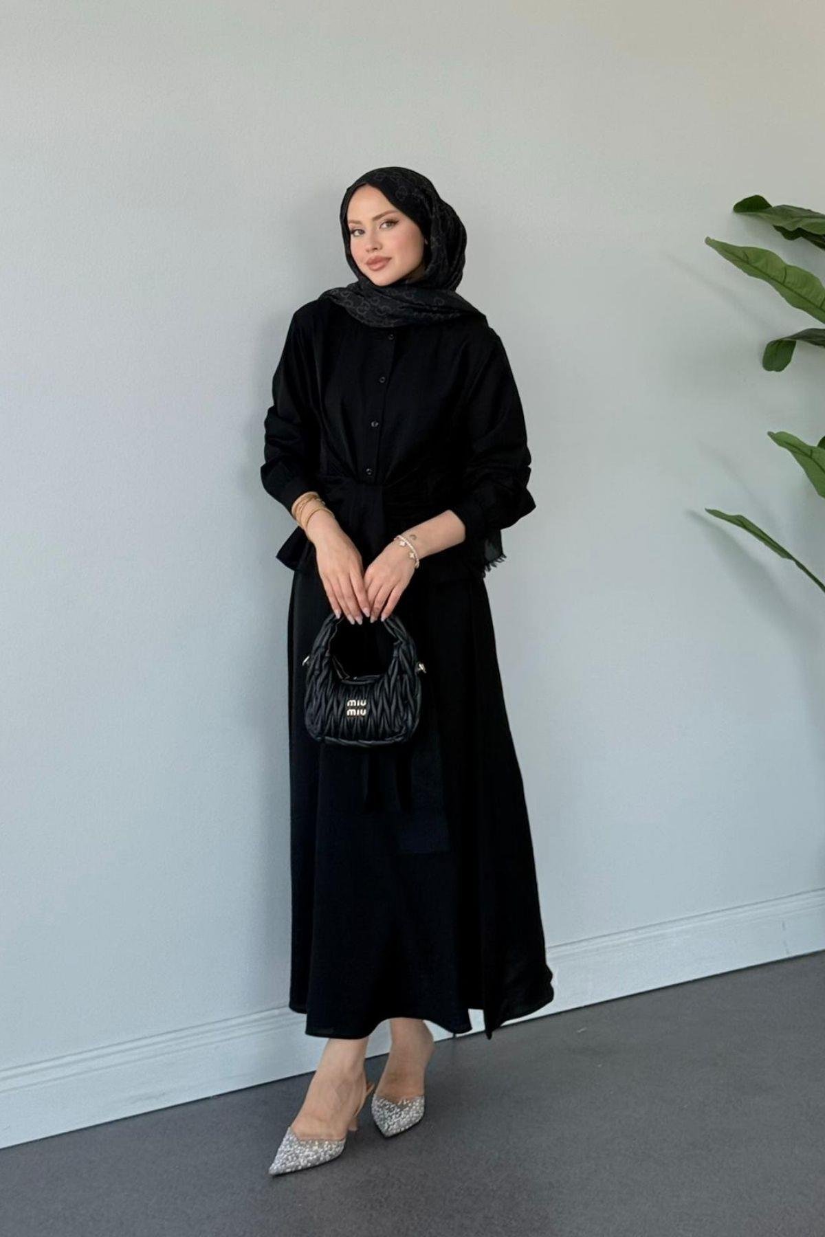 Tiny Bağlamalı Etekli Takım SİYAH, Fiyatları Tiny Bağlamalı Etekli Takım SİYAH- Haza Moda 