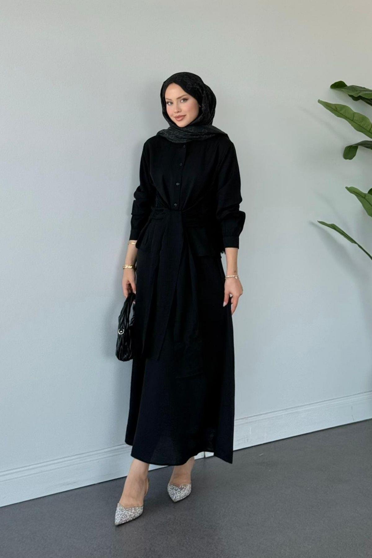 Tiny Bağlamalı Etekli Takım SİYAH, Fiyatları Tiny Bağlamalı Etekli Takım SİYAH- Haza Moda 