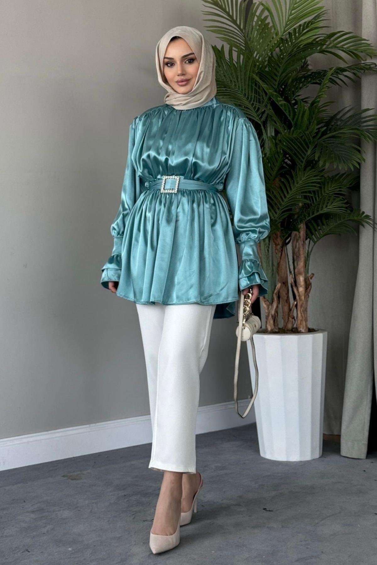 Tokalı Saten Tunik Mint, Fiyatları 