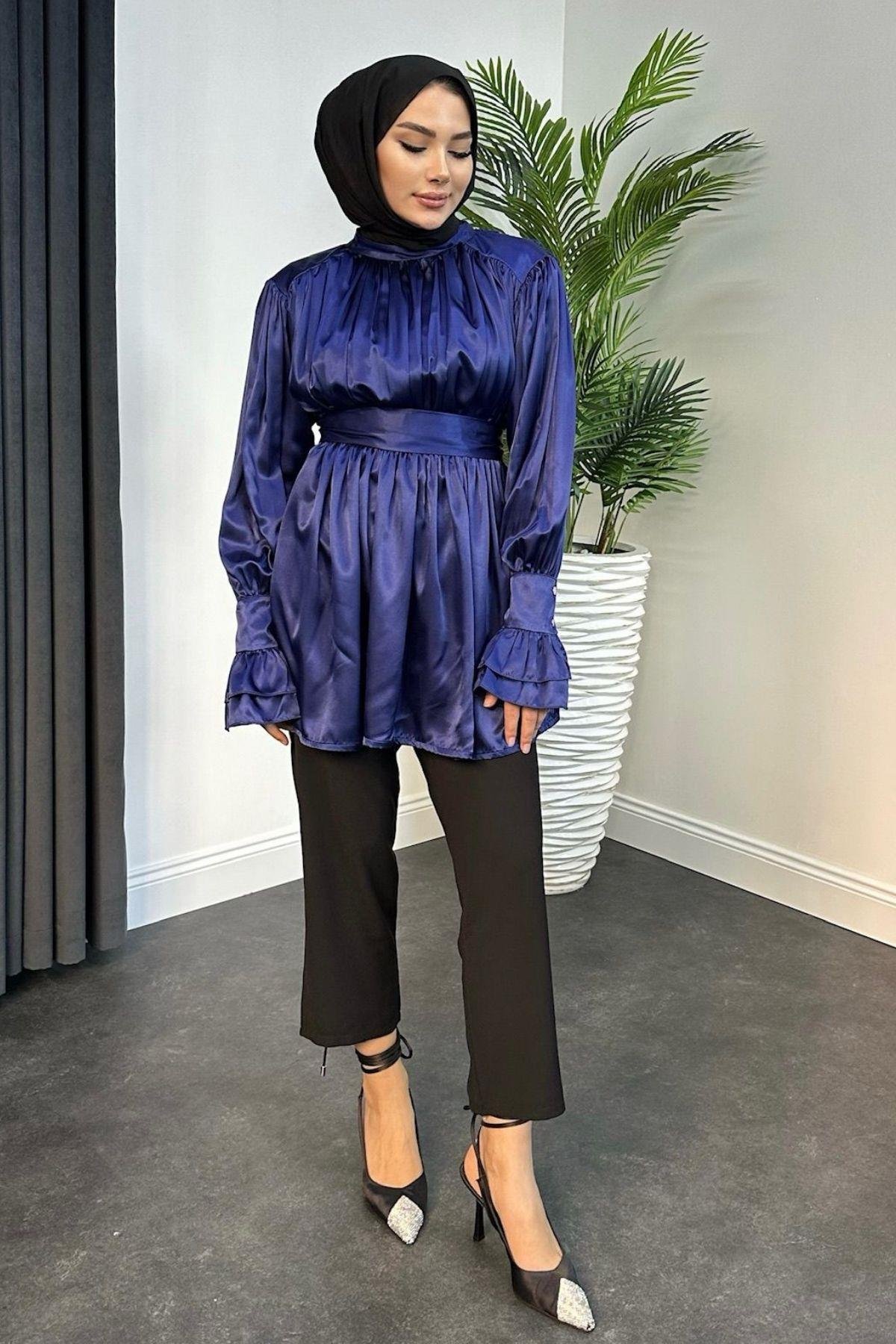 Tokalı Saten Tunik Saks, Fiyatları 