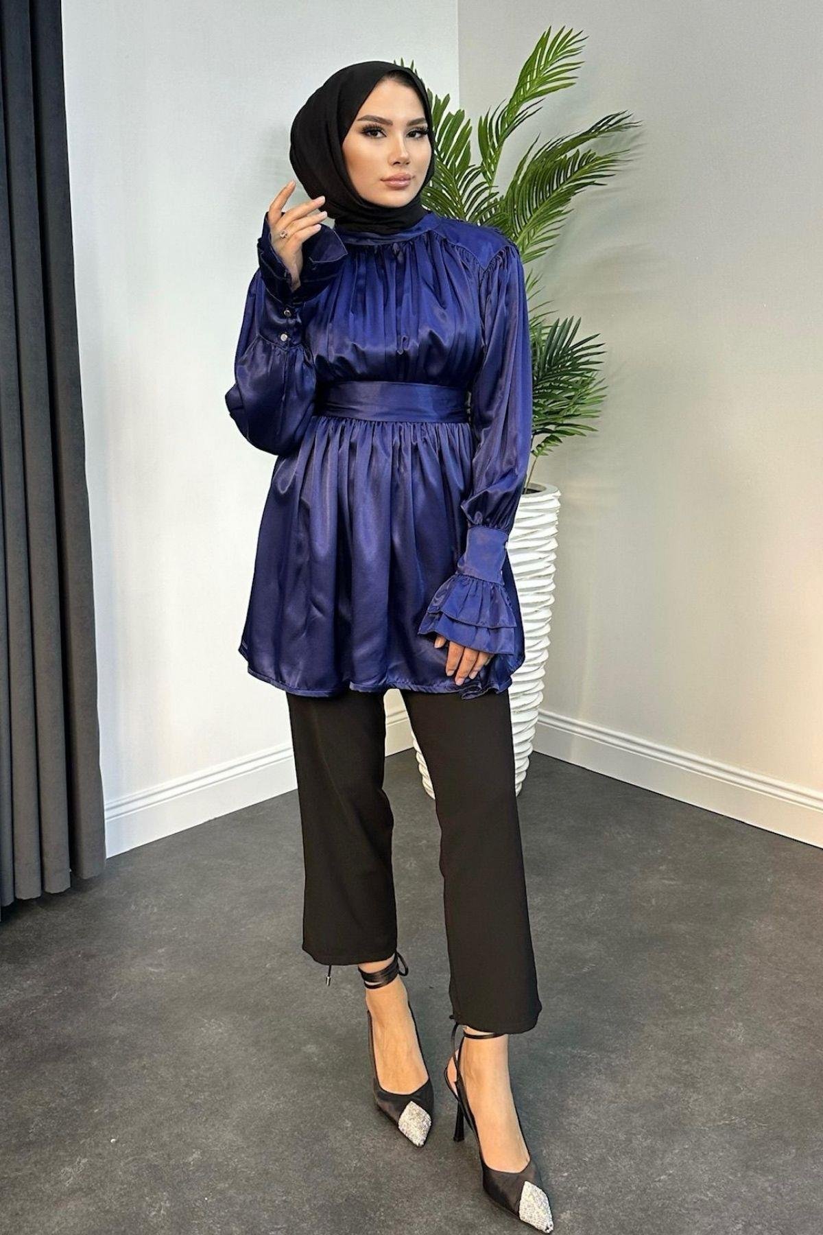 Tokalı Saten Tunik Saks, Fiyatları 