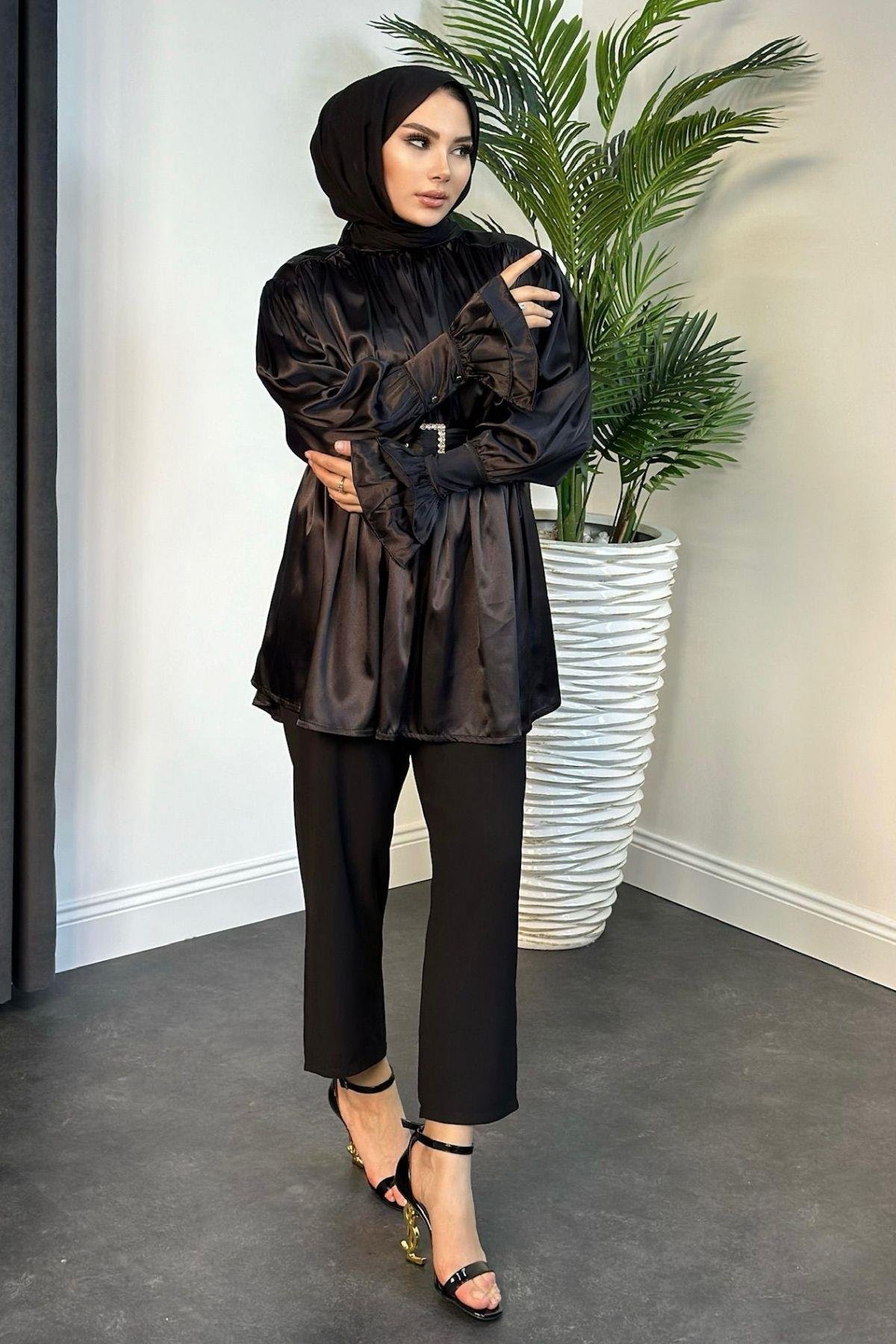 Tokalı Saten Tunik Siyah, Fiyatları 