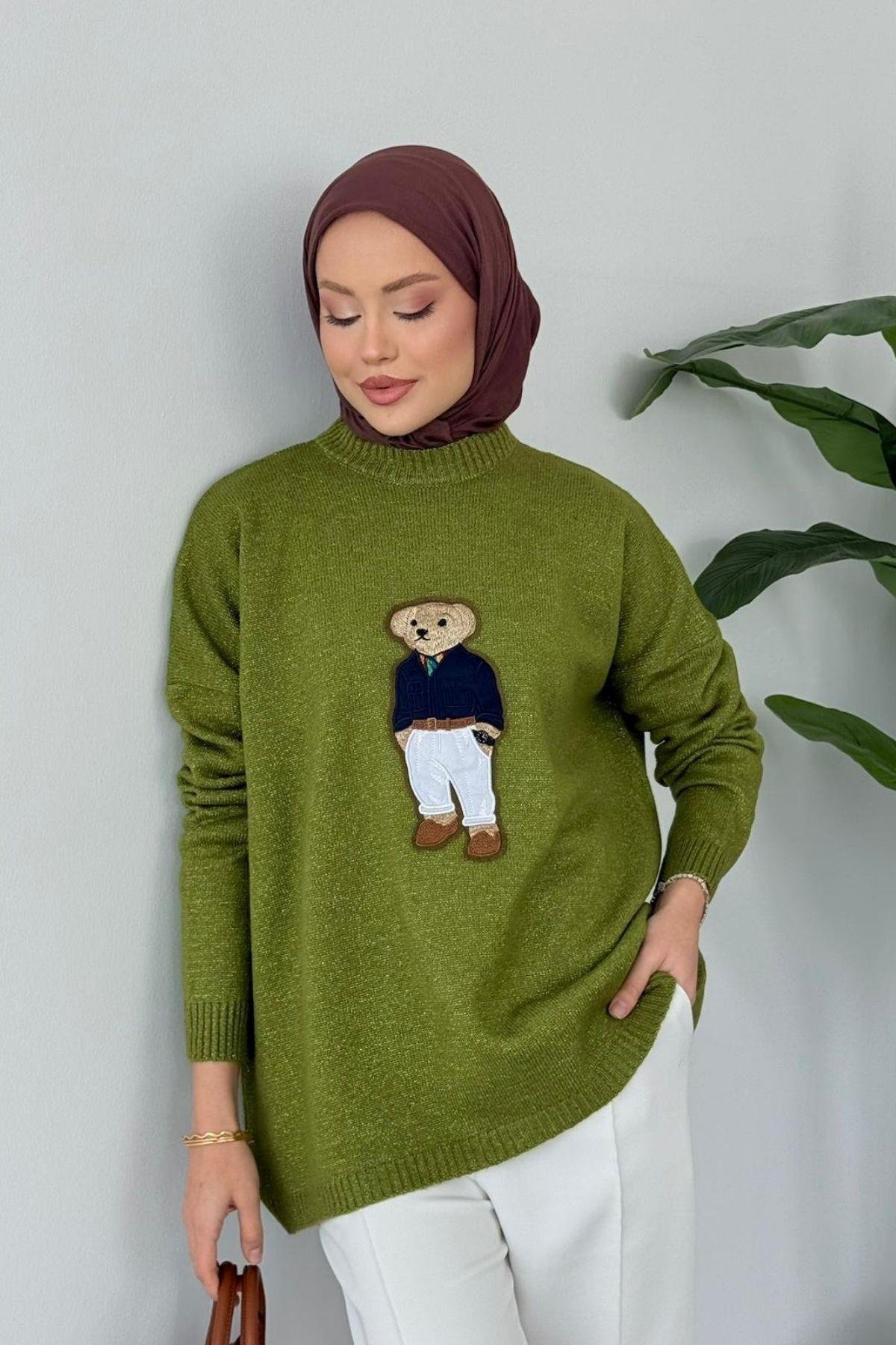 Tomy Muadil Kazak Yağ Yeşili, Fiyatları Erciyes Simli Kazak Lacivert - Haza Moda 