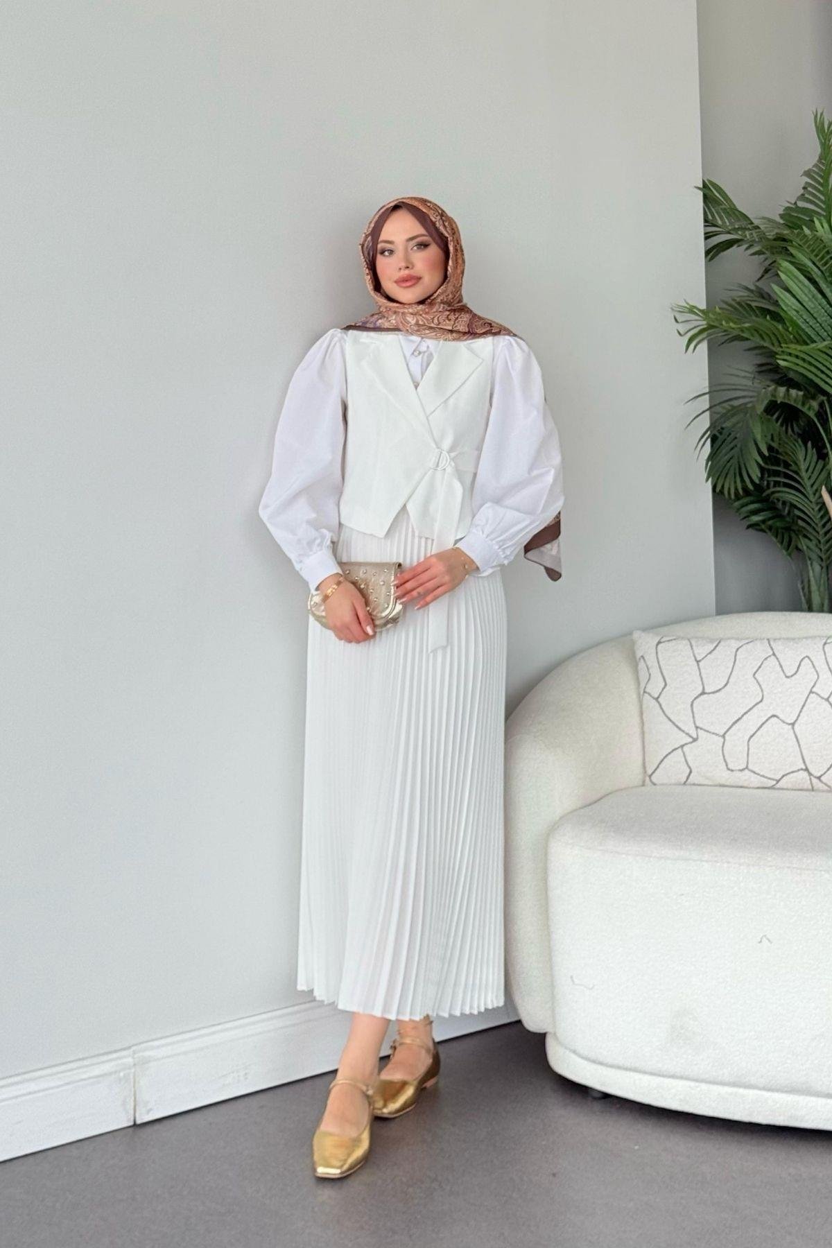 Tuana Etekli Takım Beyaz, Fiyatları Tuana Etekli Takım Beyaz- Haza Moda 