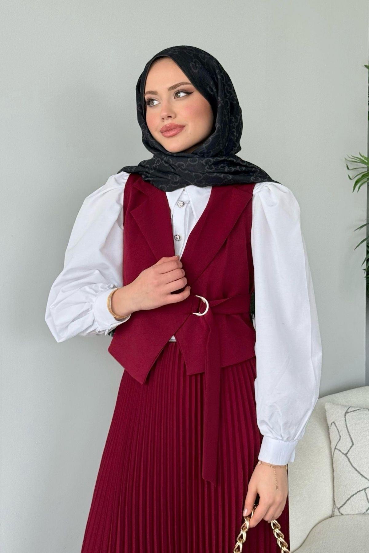 Tuana Etekli Takım Bordo, Fiyatları Tuana Etekli Takım Bordo- Haza Moda 