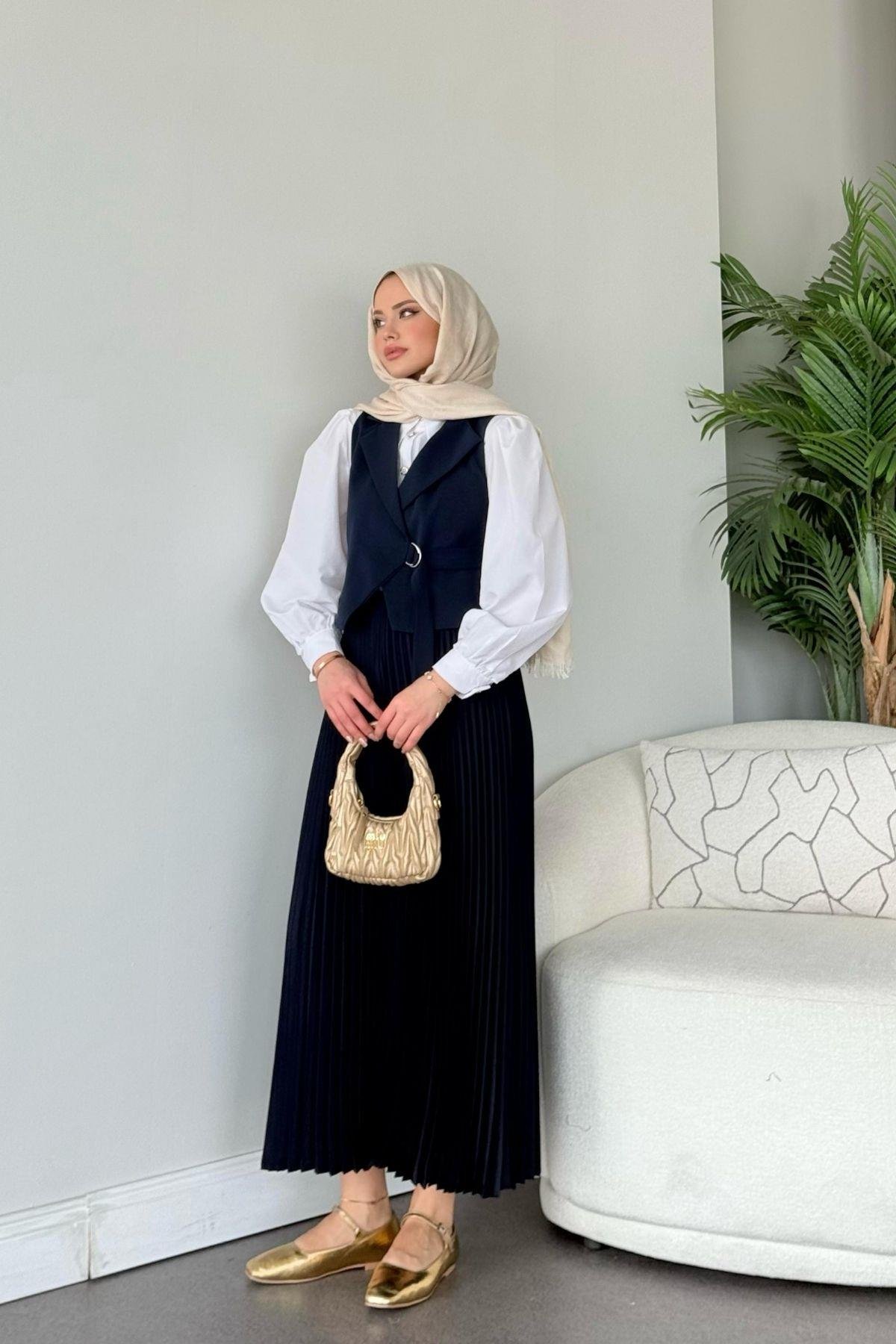 Tuana Etekli Takım Lacivert, Fiyatları Tuana Etekli Takım Lacivert- Haza Moda 