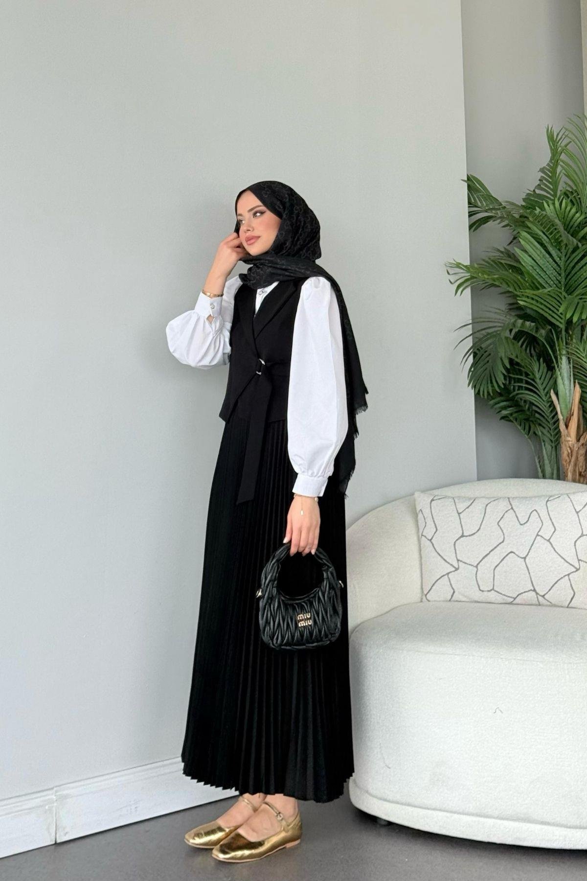 Tuana Etekli Takım Siyah, Fiyatları Tuana Etekli Takım Siyah- Haza Moda 