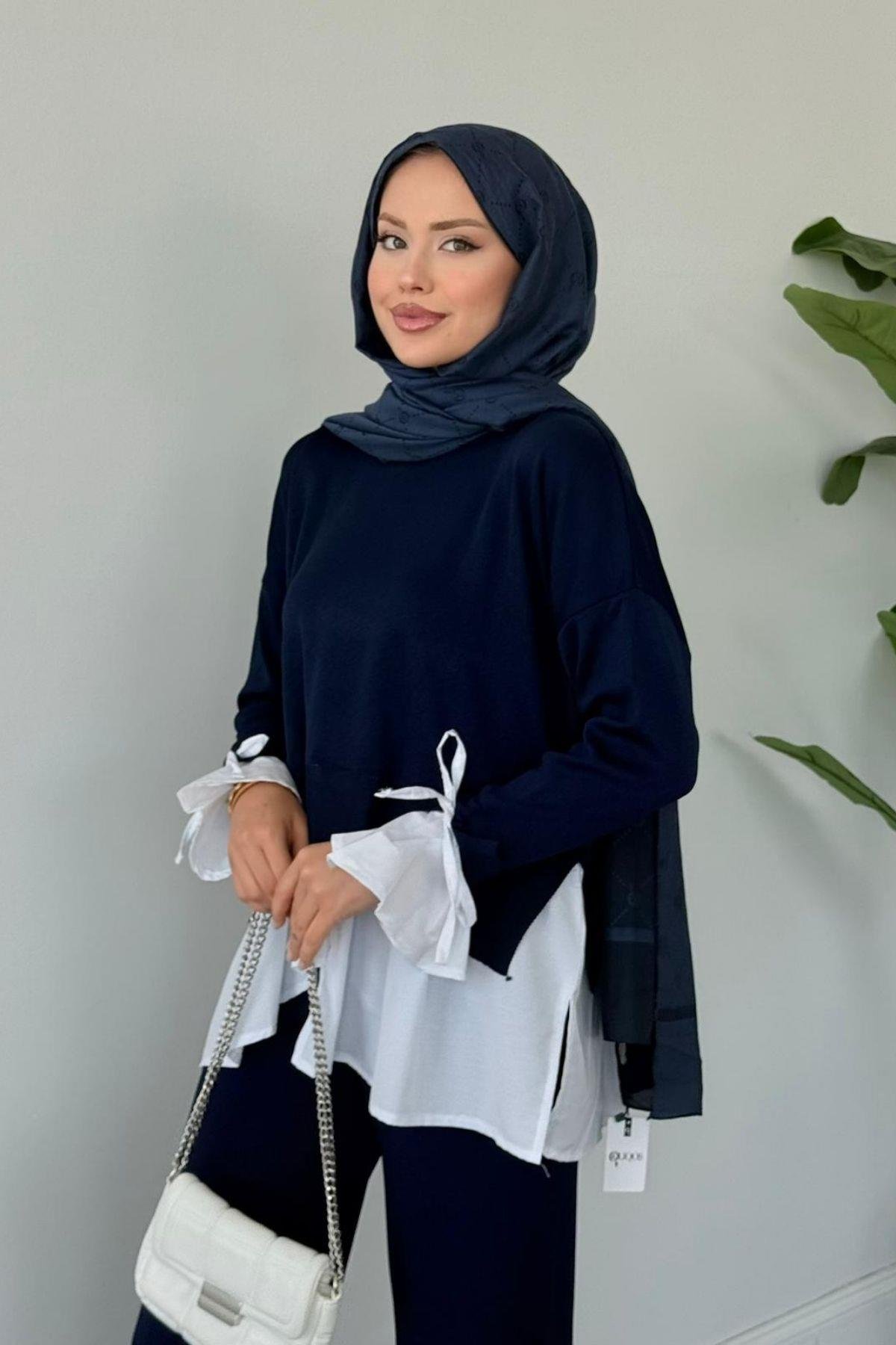 Turuva Gömlek Detaylı Triko Takım Lacivert, Fiyatları Turuva Gömlek Detaylı Triko Takım Lacivert- Haza Moda 