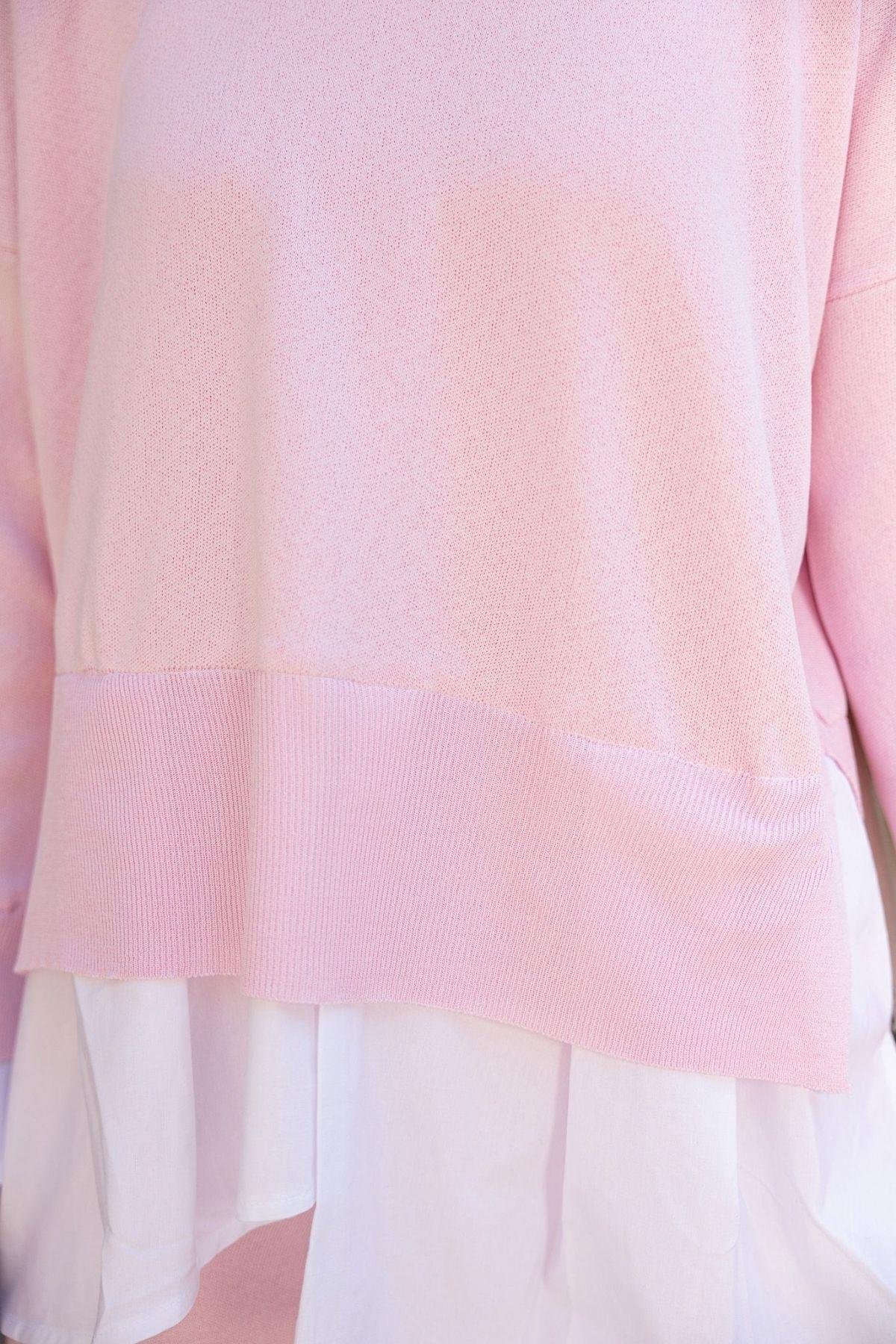 Turuva Gömlek Detaylı Triko Takım Pembe, Fiyatları Turuva Gömlek Detaylı Triko Takım Pembe- Haza Moda 