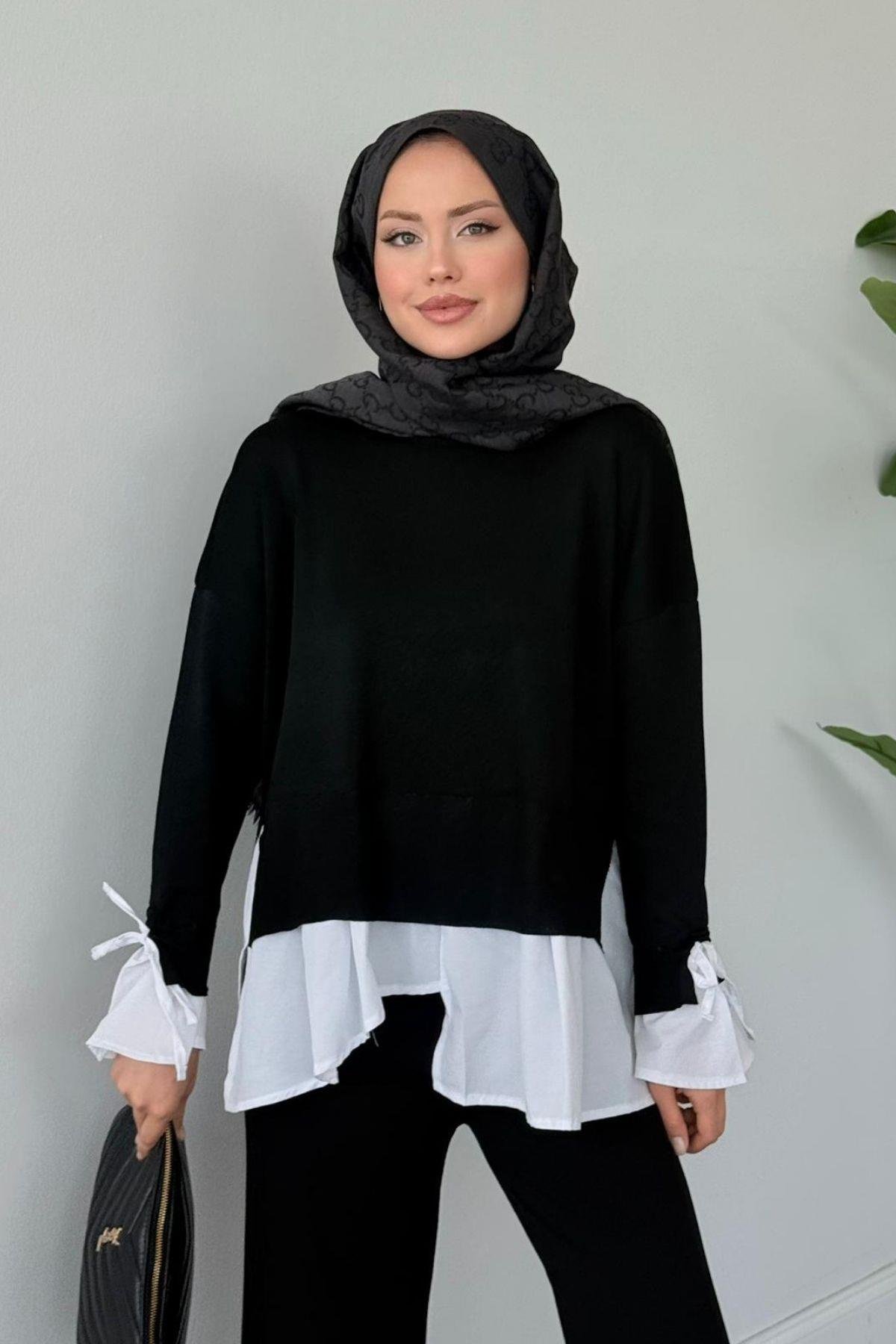 Turuva Gömlek Detaylı Triko Takım Siyah, Fiyatları Turuva Gömlek Detaylı Triko Takım Siyah- Haza Moda 