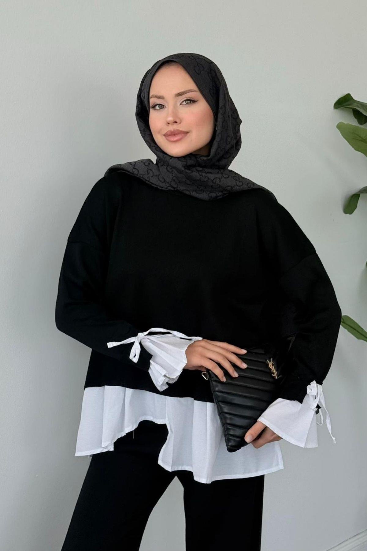 Turuva Gömlek Detaylı Triko Takım Siyah, Fiyatları Turuva Gömlek Detaylı Triko Takım Siyah- Haza Moda 