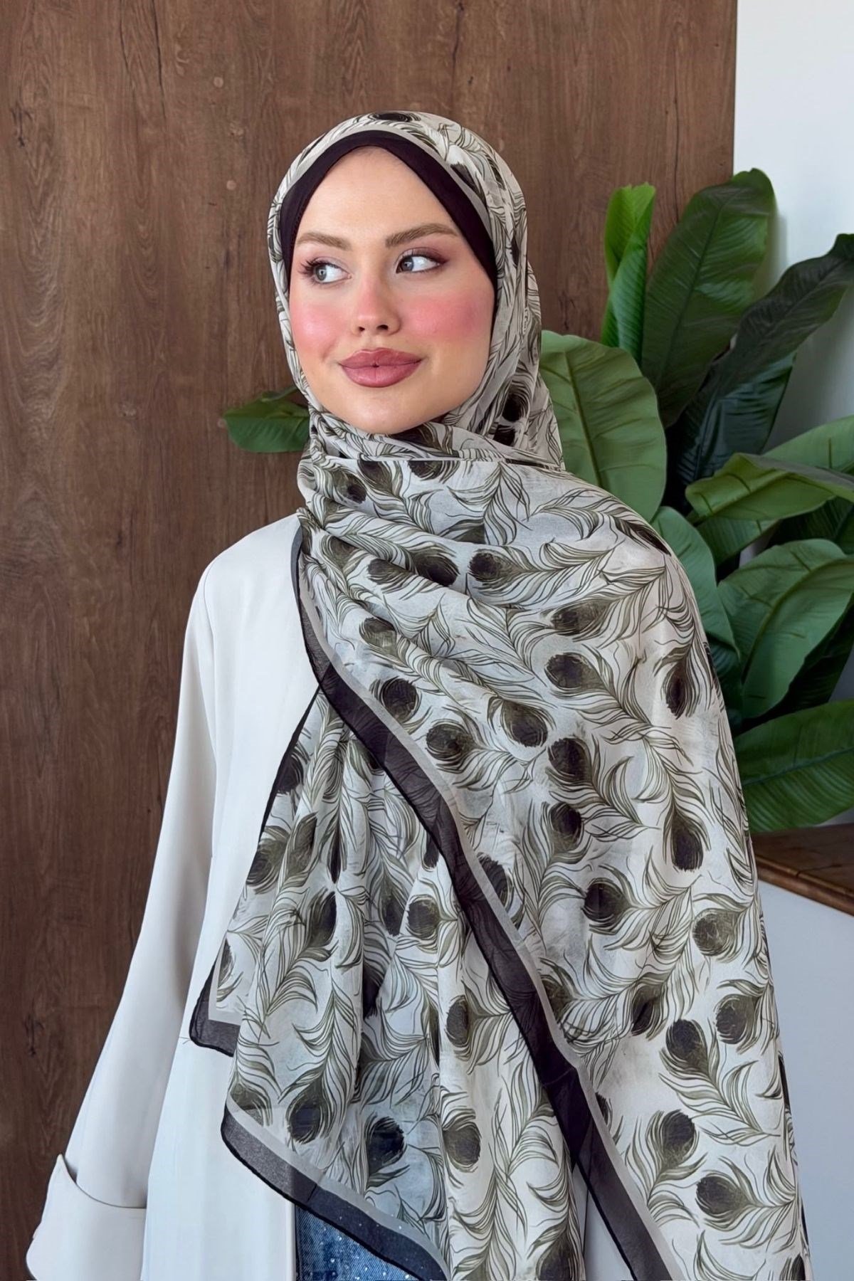 Tüy Desenli Şal Kahve, Fiyatları Tüy Desenli Şal Kahve | Haza Moda