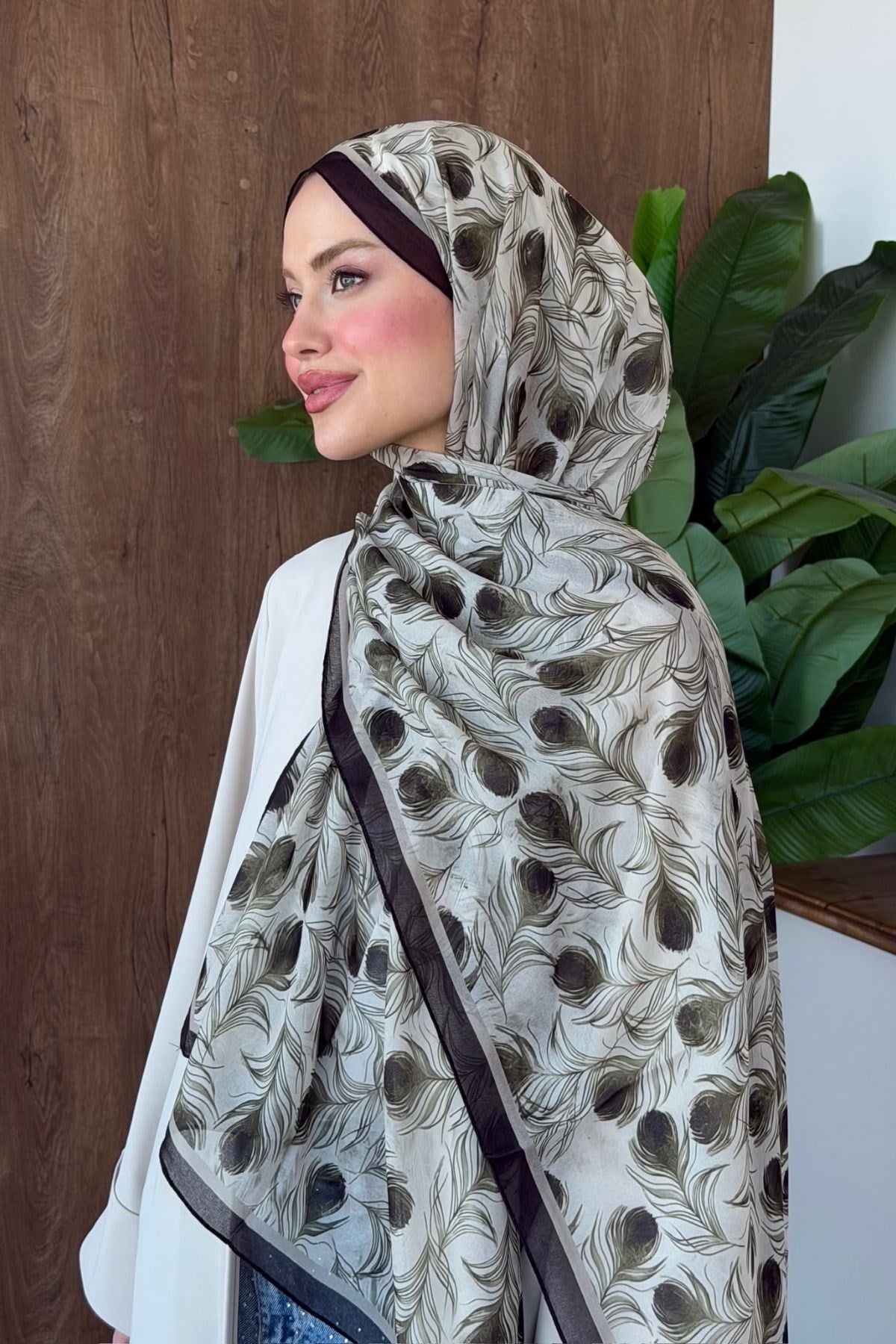 Tüy Desenli Şal Kahve, Fiyatları Tüy Desenli Şal Kahve | Haza Moda