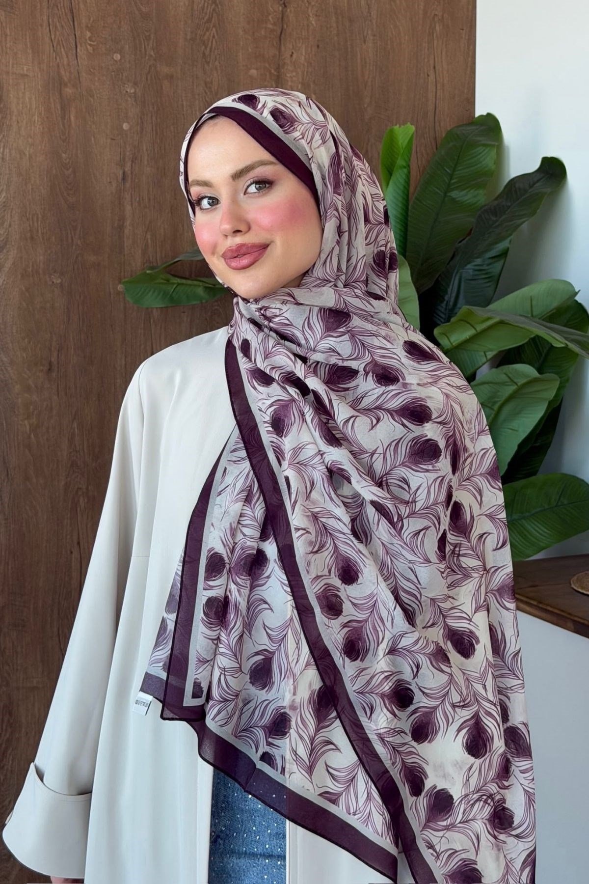 Tüy Desenli Şal Mürdüm, Fiyatları Tüy Desenli Şal Mürdüm| Haza Moda