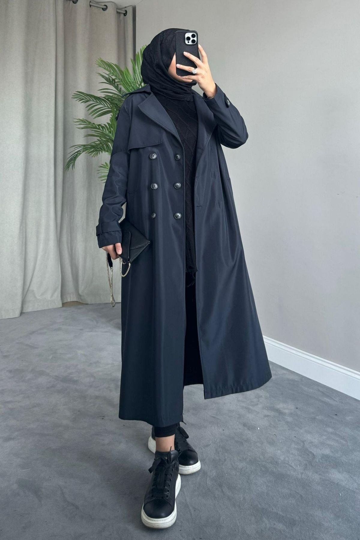 Üç Düğmeli Trençkot Lacivert, Fiyatları 