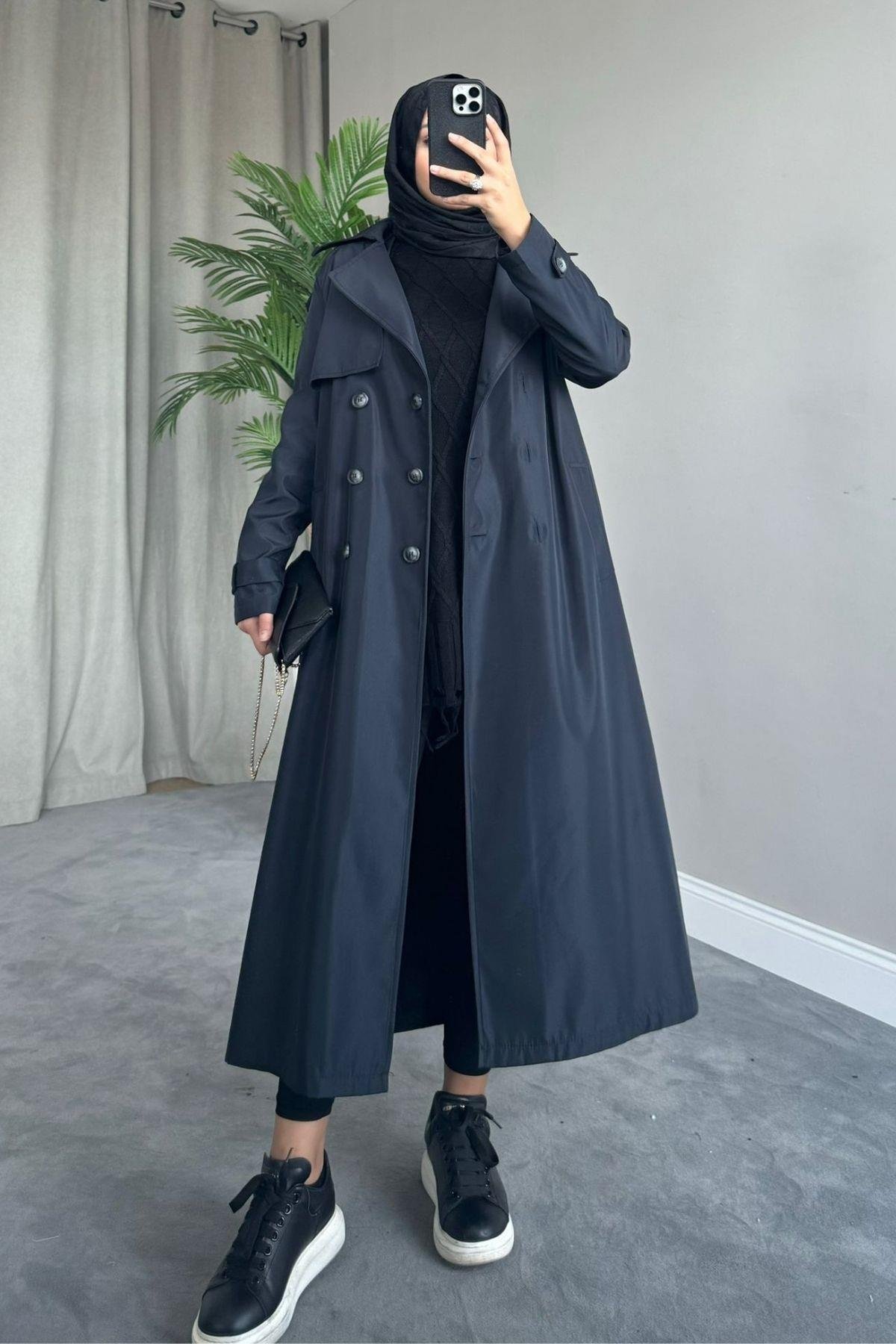 Üç Düğmeli Trençkot Lacivert, Fiyatları 