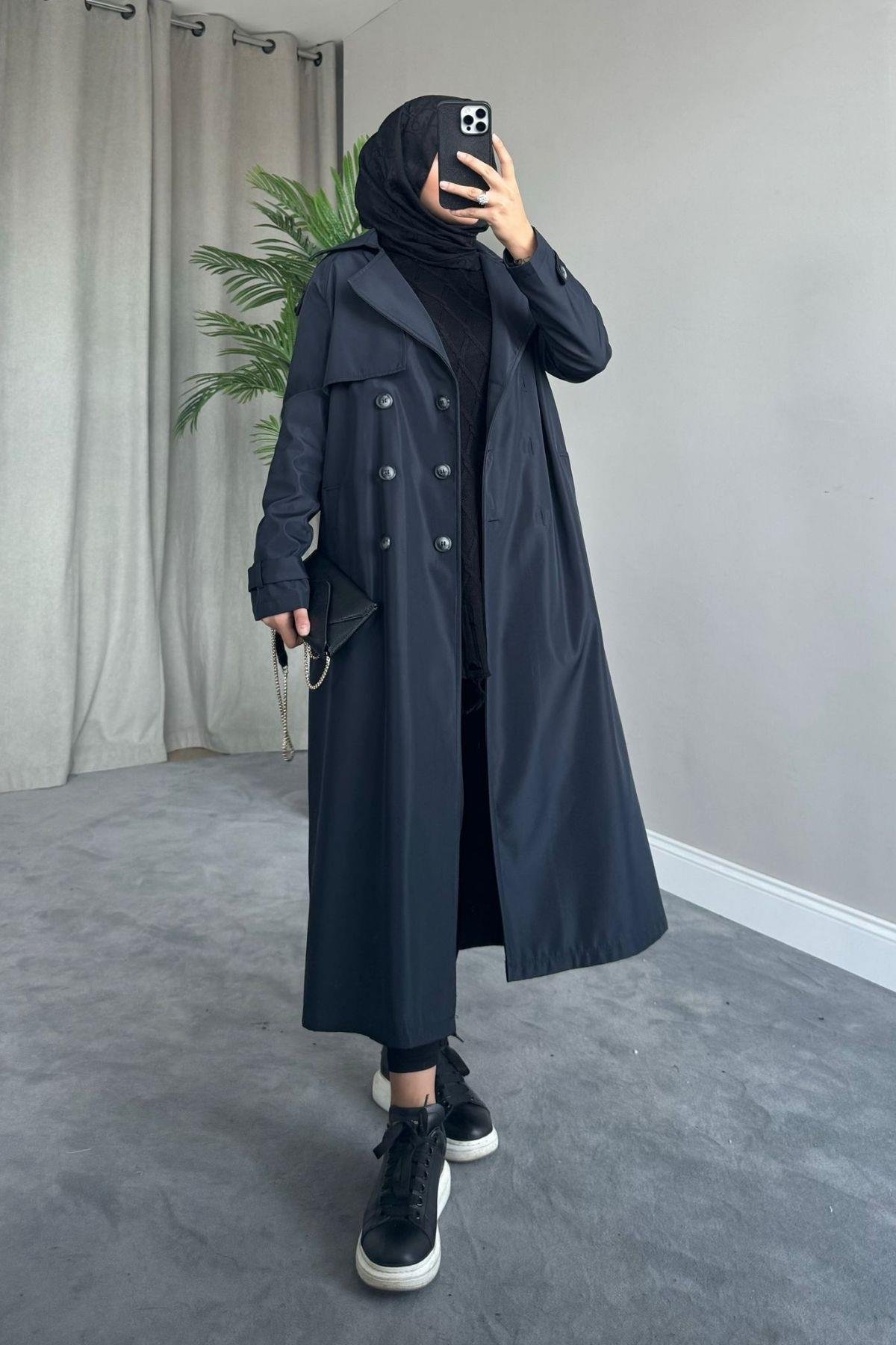 Üç Düğmeli Trençkot Lacivert, Fiyatları 