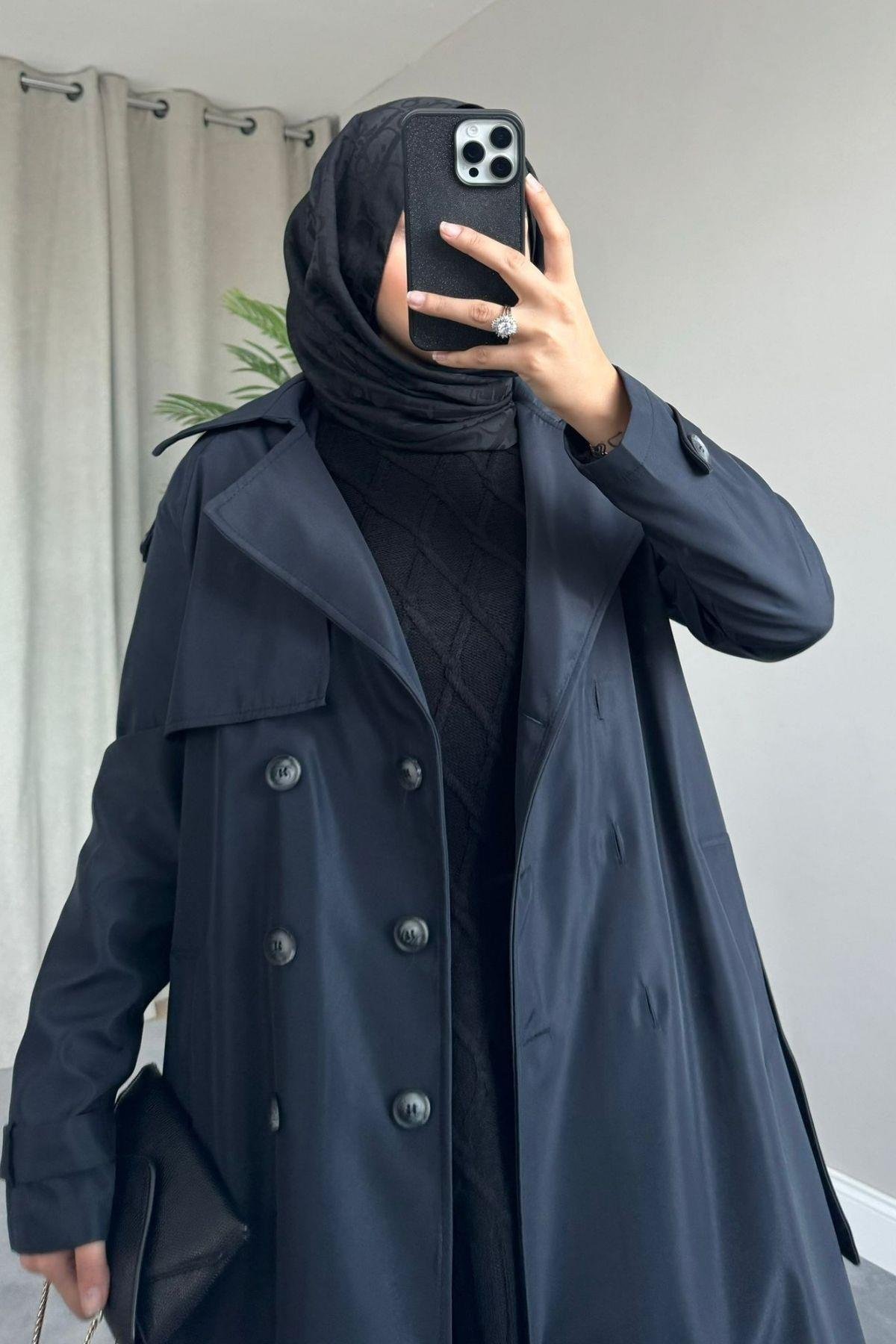 Üç Düğmeli Trençkot Lacivert, Fiyatları 