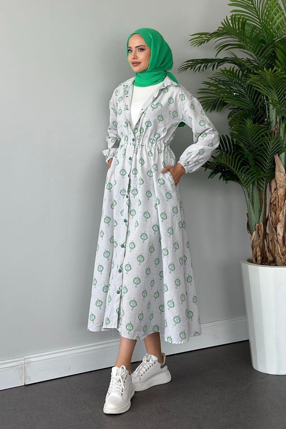 Üçgen Desen Elbise Yeşil, Fiyatları 