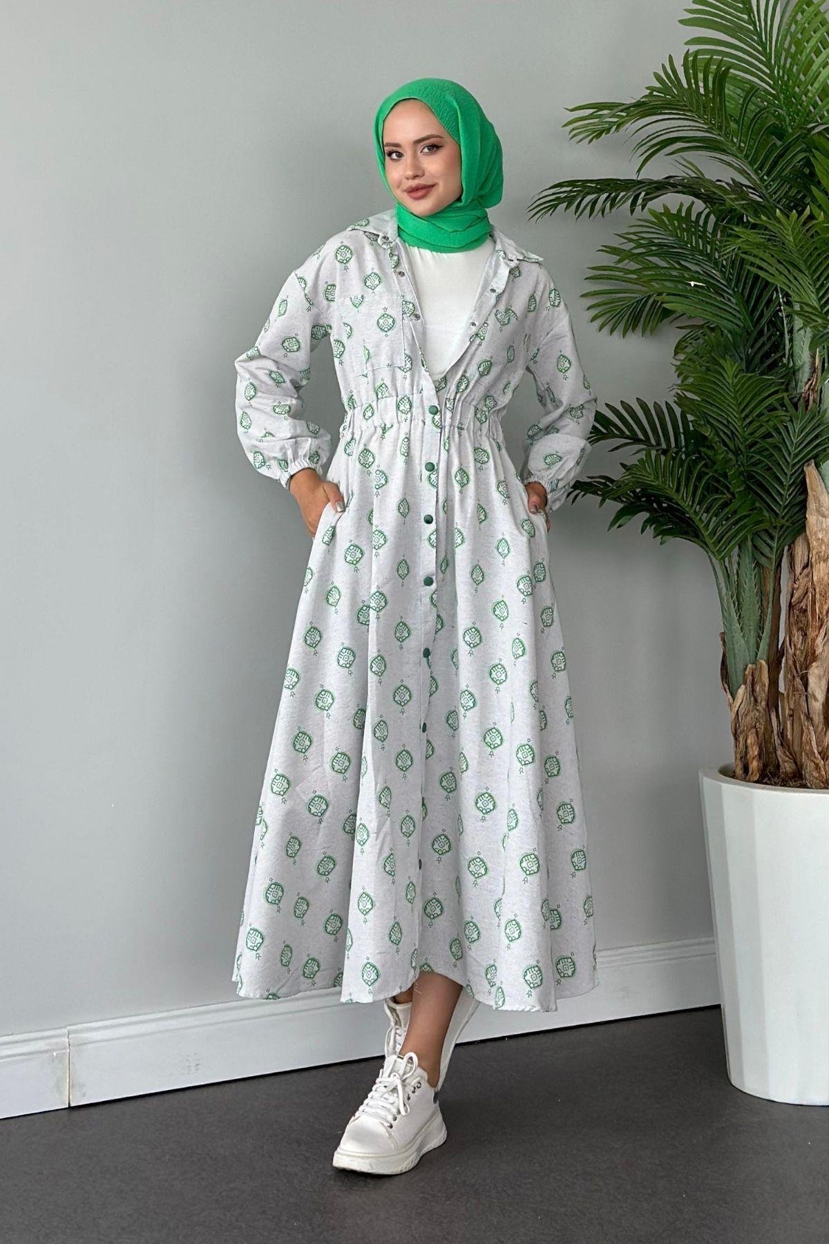 Üçgen Desen Elbise Yeşil, Fiyatları 