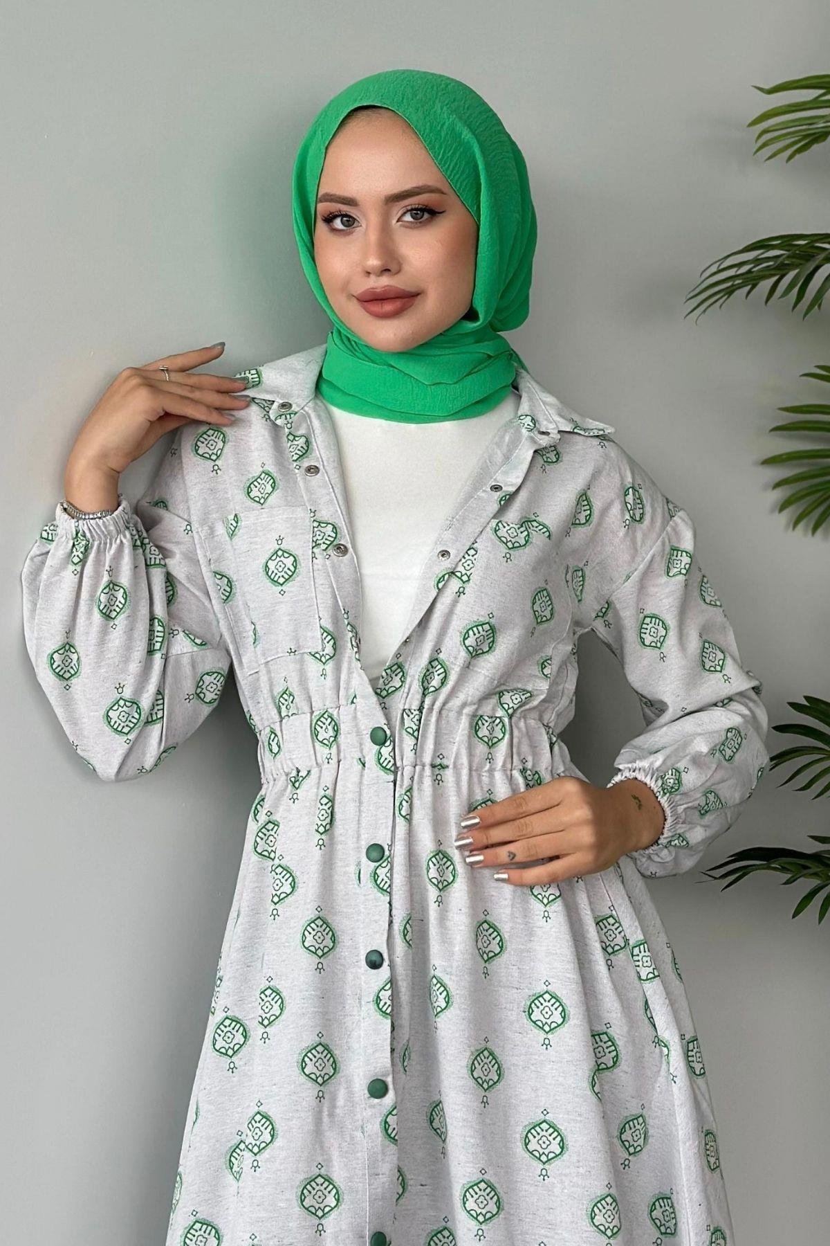 Üçgen Desen Elbise Yeşil, Fiyatları 