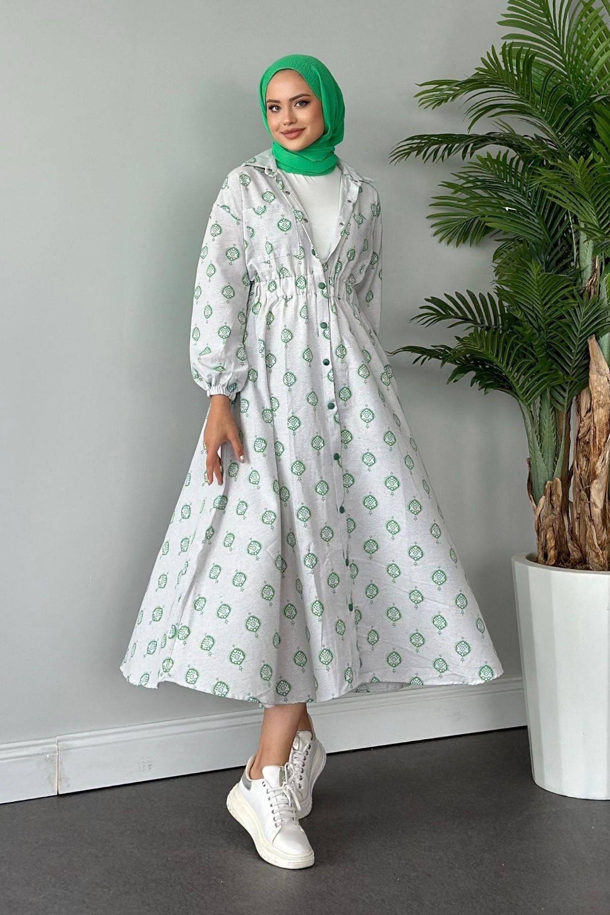 Üçgen Desen Elbise Yeşil, Fiyatları 