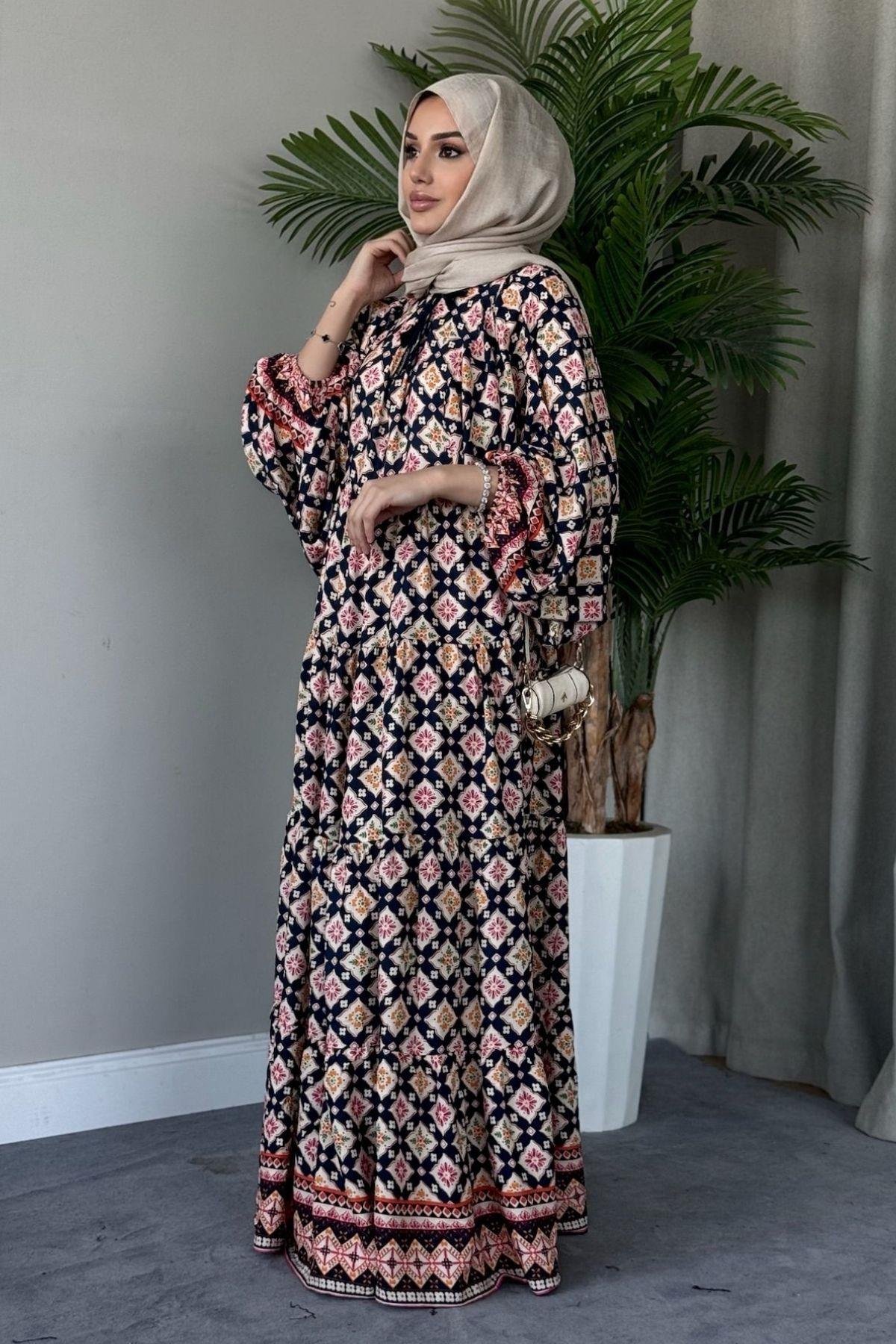 Üçgen Desen Viskon Elbise Siyah, Fiyatları 