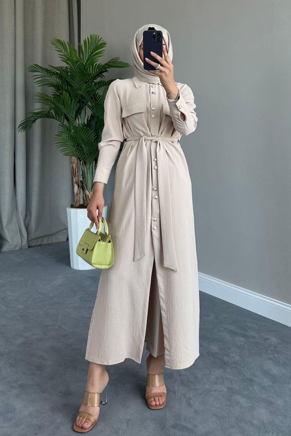 Uzun Altn Tunik Elbise Bej, Fiyatları 