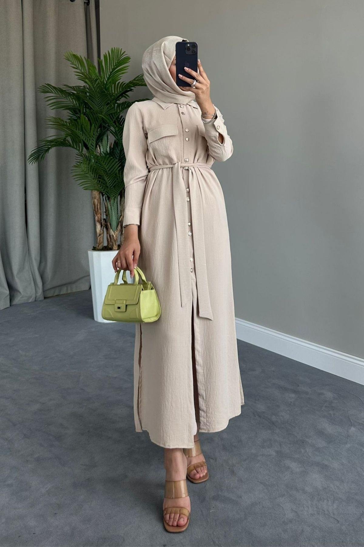 Uzun Altn Tunik Elbise Bej, Fiyatları 